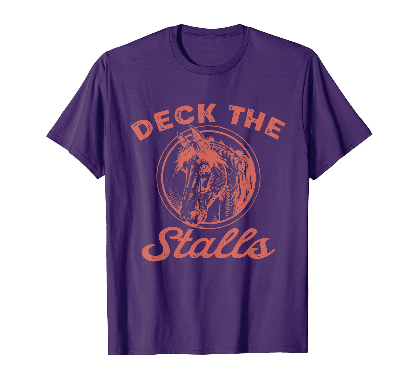Women Deck the Stalls Horse Christmas Funny Horse Rider T-Shirt