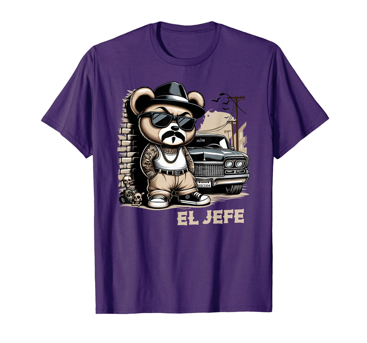 EL JEFE Hip Hop Teddy Bear Lowrider Shirt Chicano Cholo T-Shirt