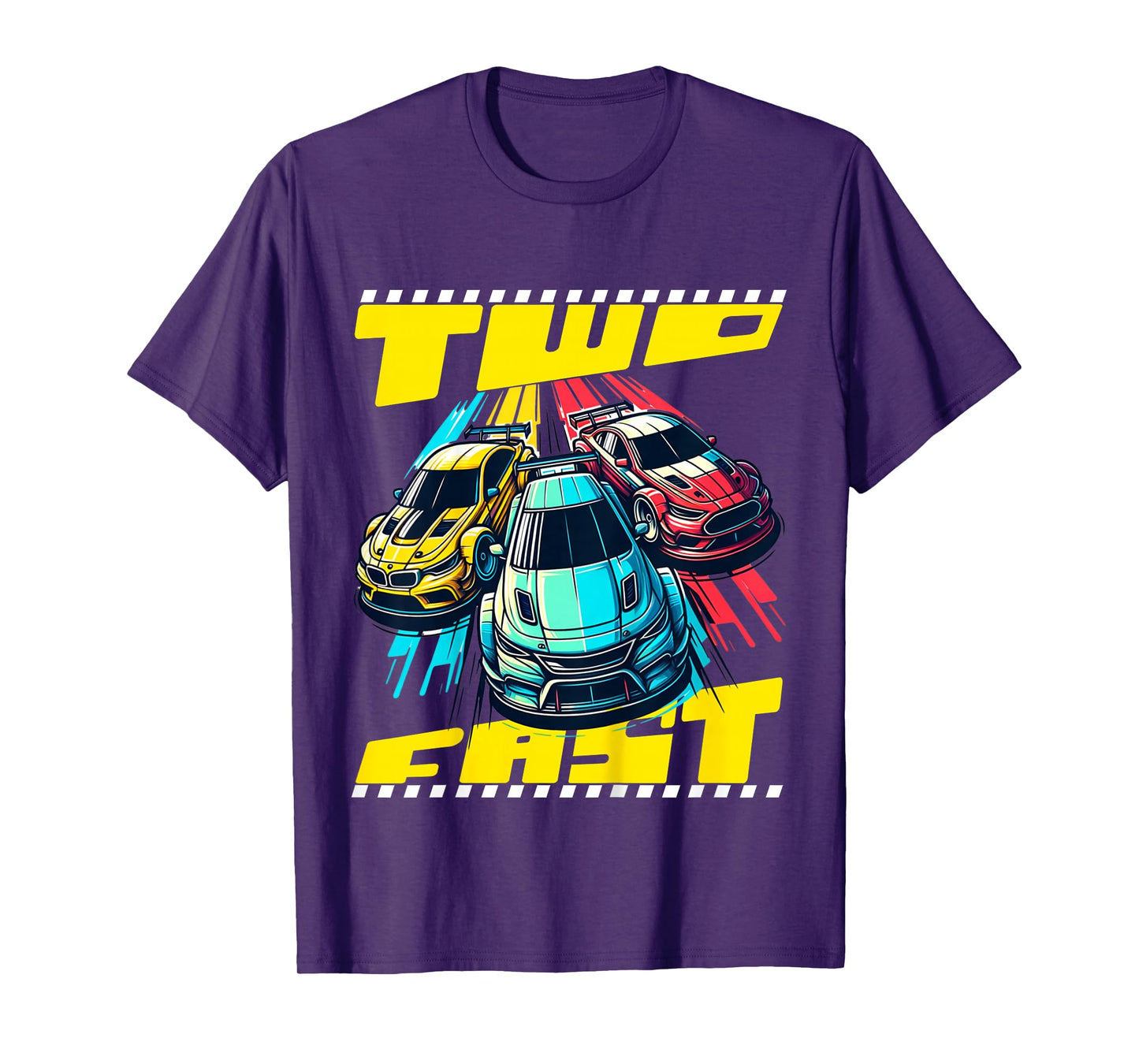 Kids Kids Two 2 Year Old 2nd Birthday Two Fast Racecar Boys Girls T-Shirt