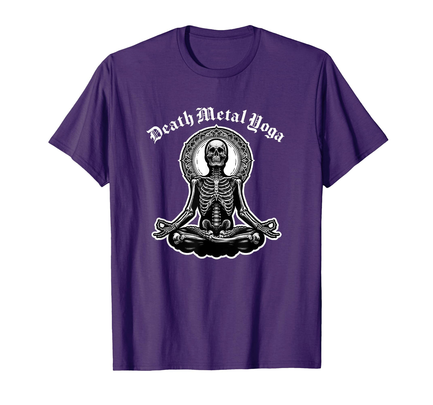 Death Metal Yoga Gothic Skeletal Pose Ironic Wellness T-Shirt