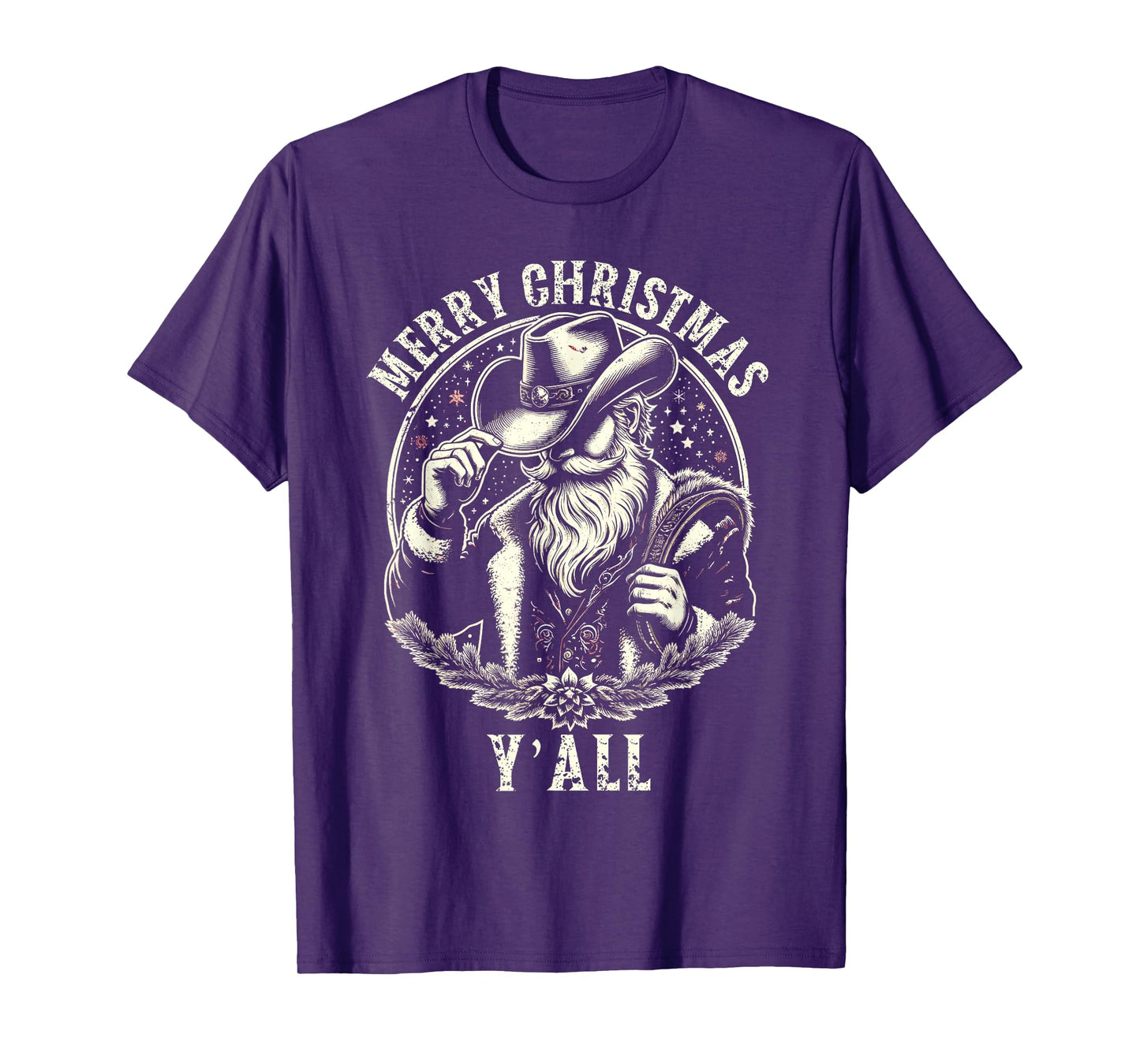 Cowboy Santa Claus Merry Christmas Y'all Western Country T-Shirt