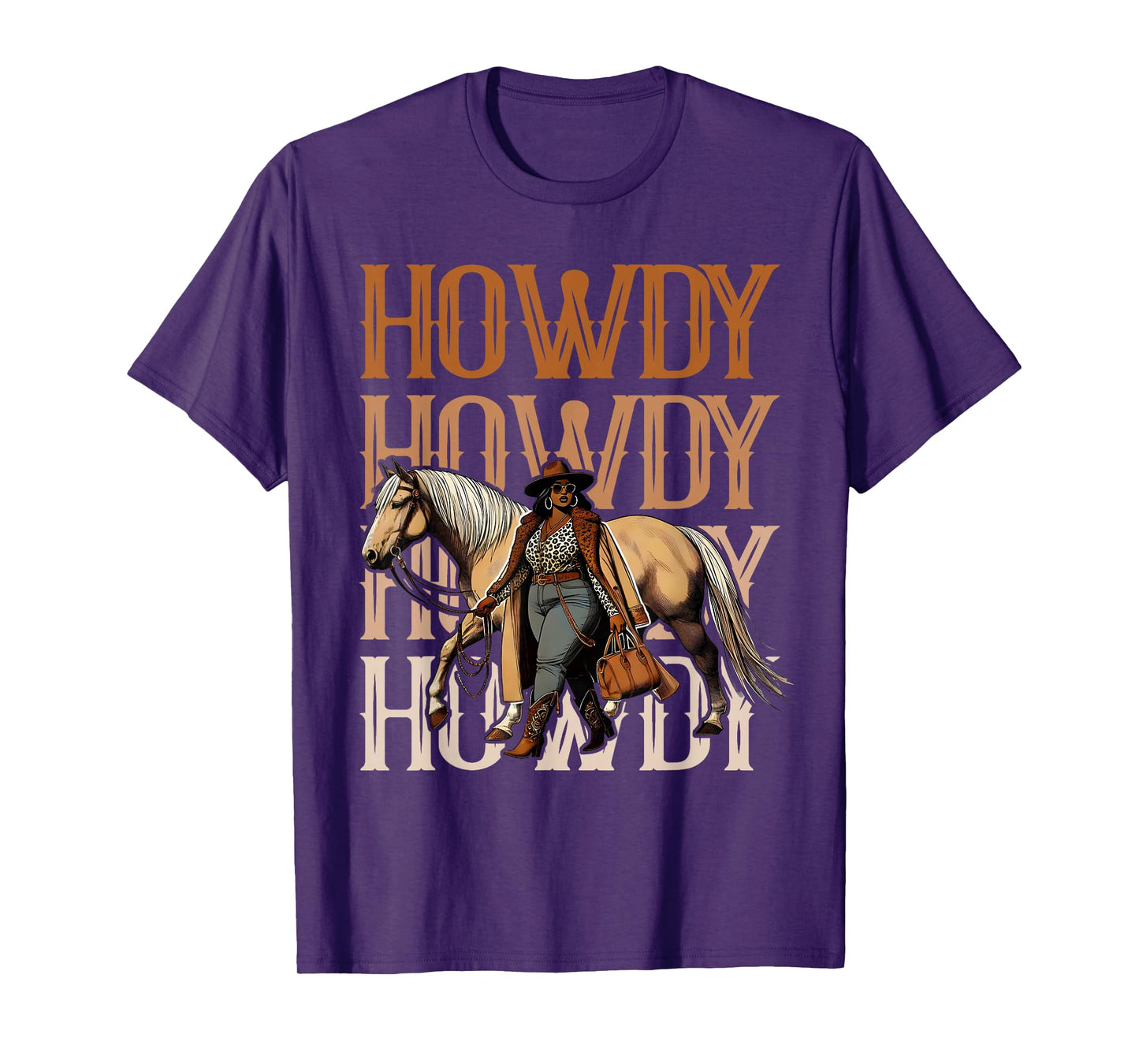 Howdy Black Cowgirl Country Western Rodeo Melanin Texas T-Shirt