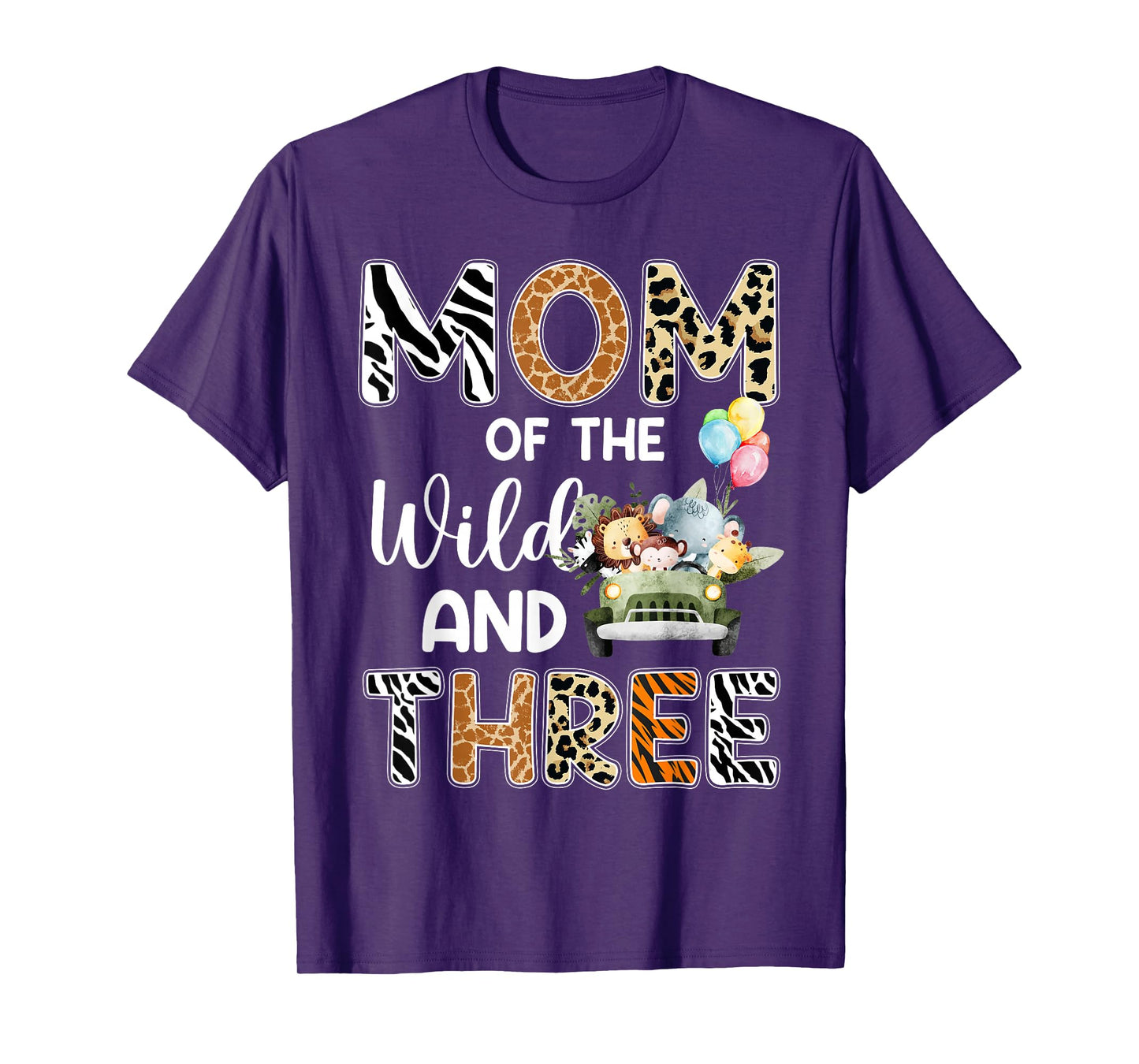 Mom Of The Wild and Three 3 Birthday Zoo Theme Safari Jungle T-Shirt