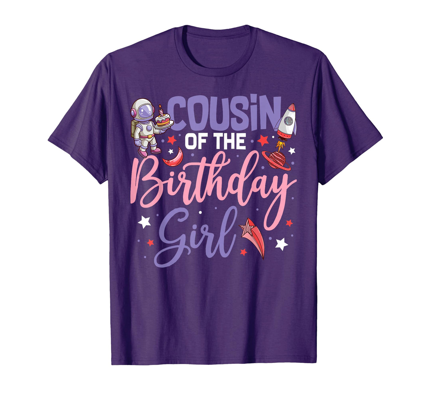 Two The Moon Cousin Of the Birthday Girl Astronaut Family T-Shirt