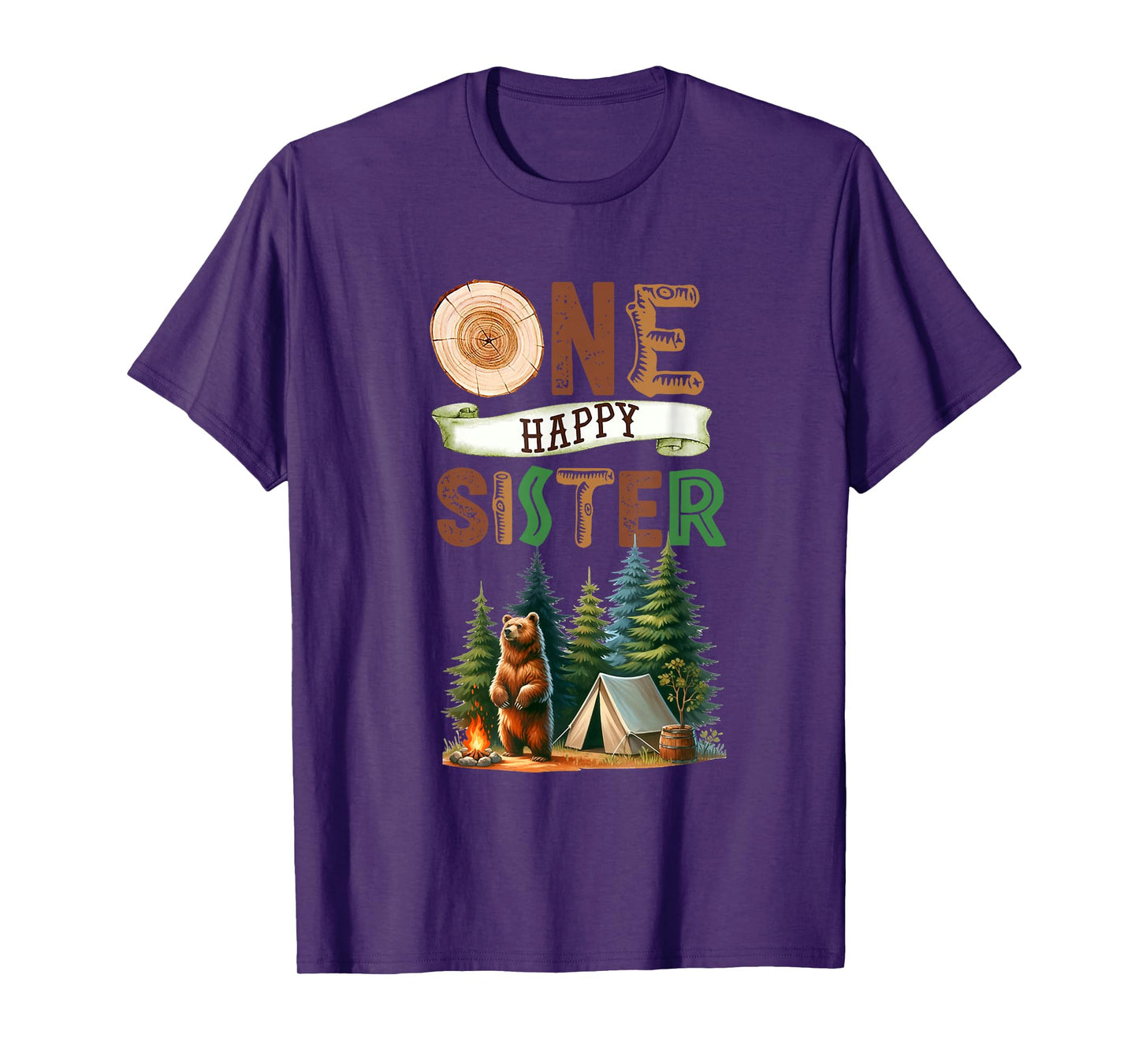 One Happy Sister Camper First Birthday Camping Bear Sister T-Shirt