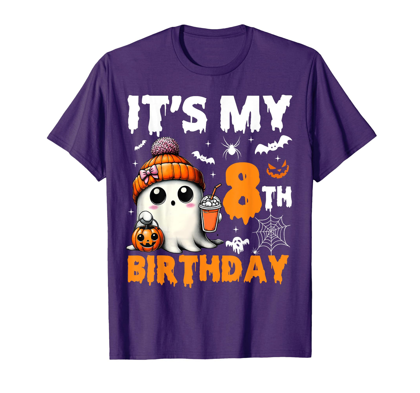 It's My 8th Birthday 8 Years Old Ghost Pumpkin Halloween T-Shirt