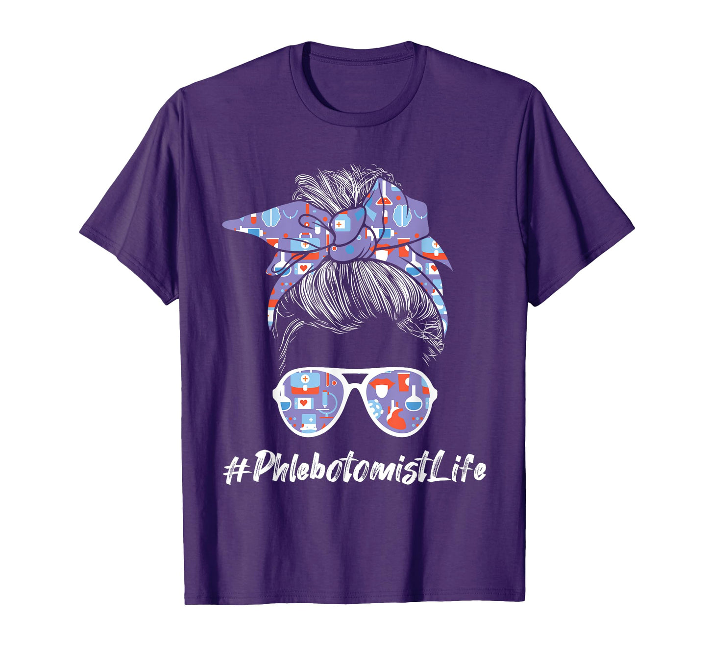 Phlebotomist Life - Woman Messy Hair Phlebotomy Technician T-Shirt