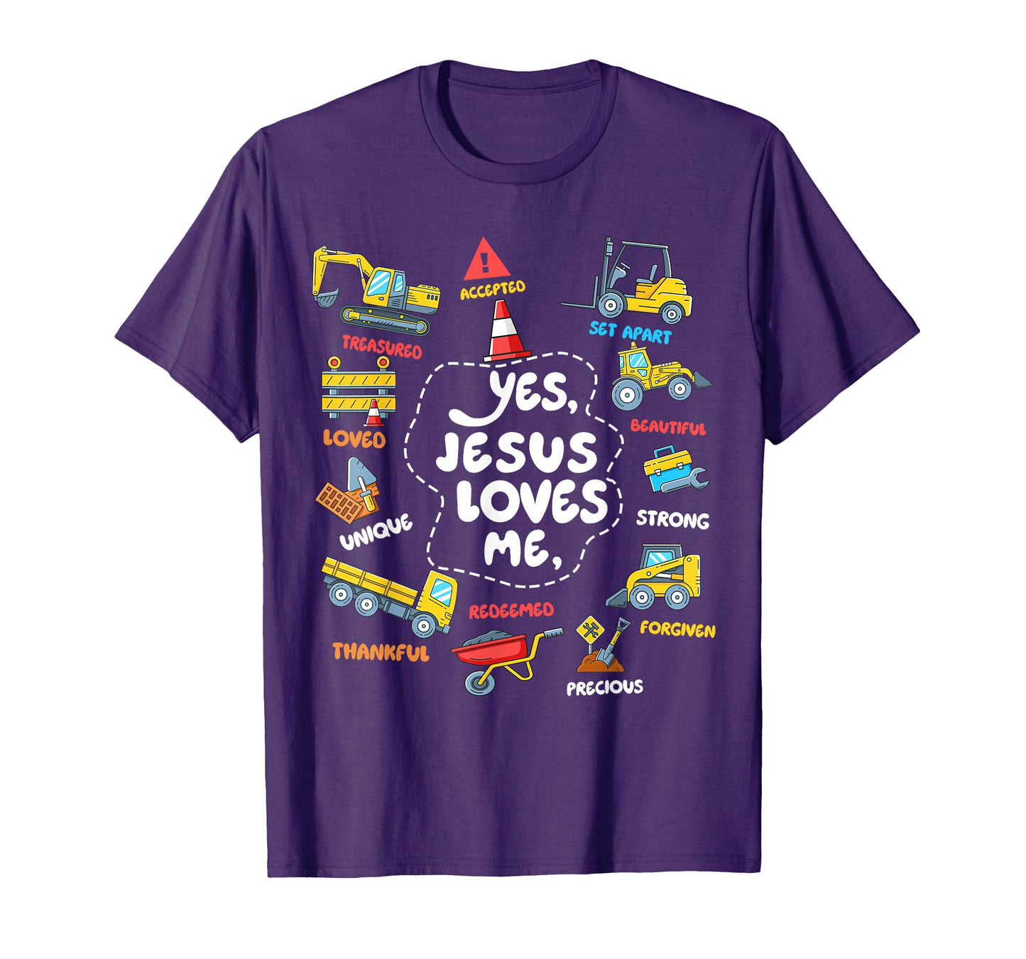 Yes Jesus Loves Me Christian Boys Toddler Construction Truck T-Shirt