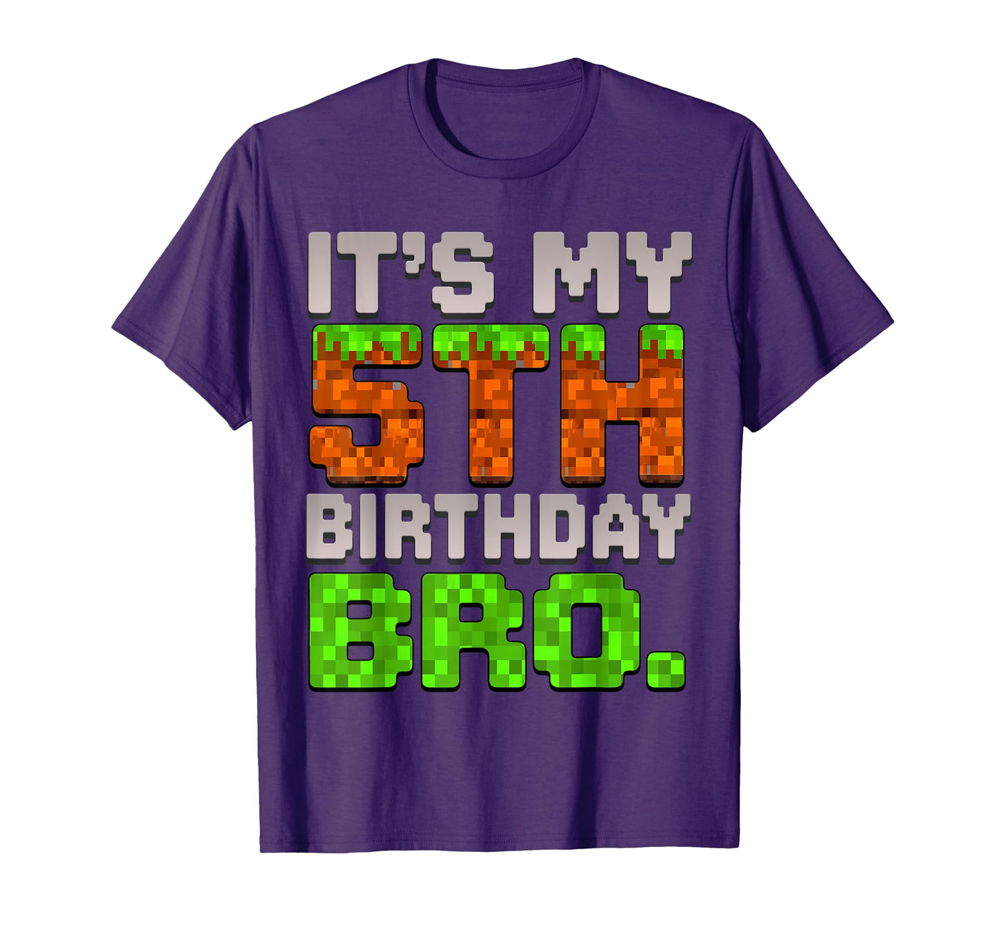 Kids Boy It's My 5th Birthday Bro Video Game Pixel T-Shirt