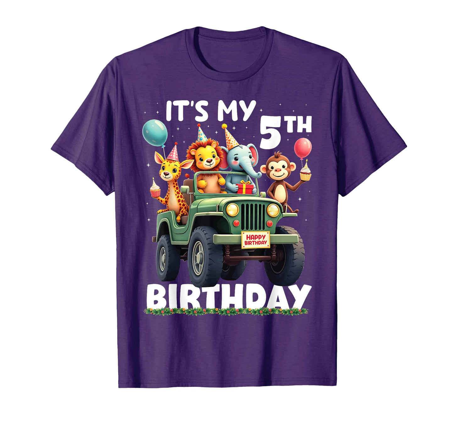 Its My 5th Birthday Zoo Safari Jungle Animals Lover Kids T-Shirt
