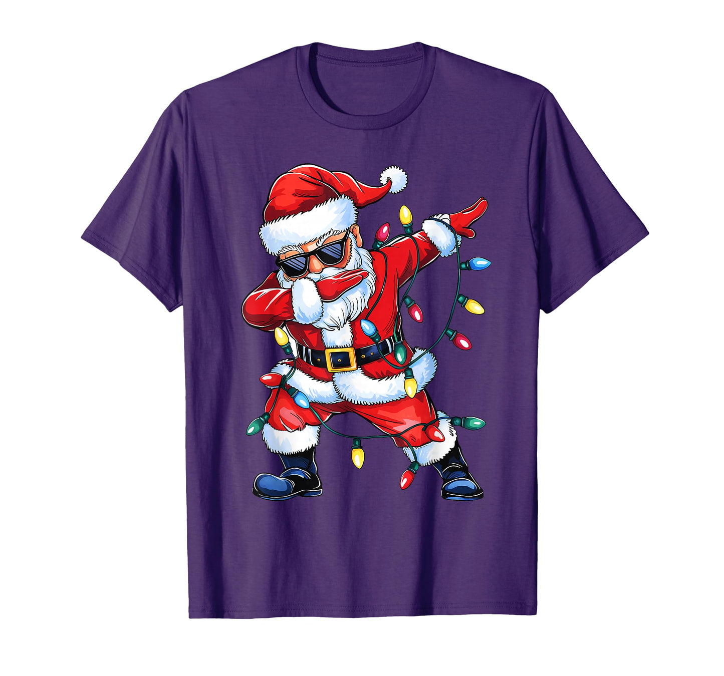 Dabbing Santa Xmas Light Girls Boys Kids Funny Christmas Tee T-Shirt