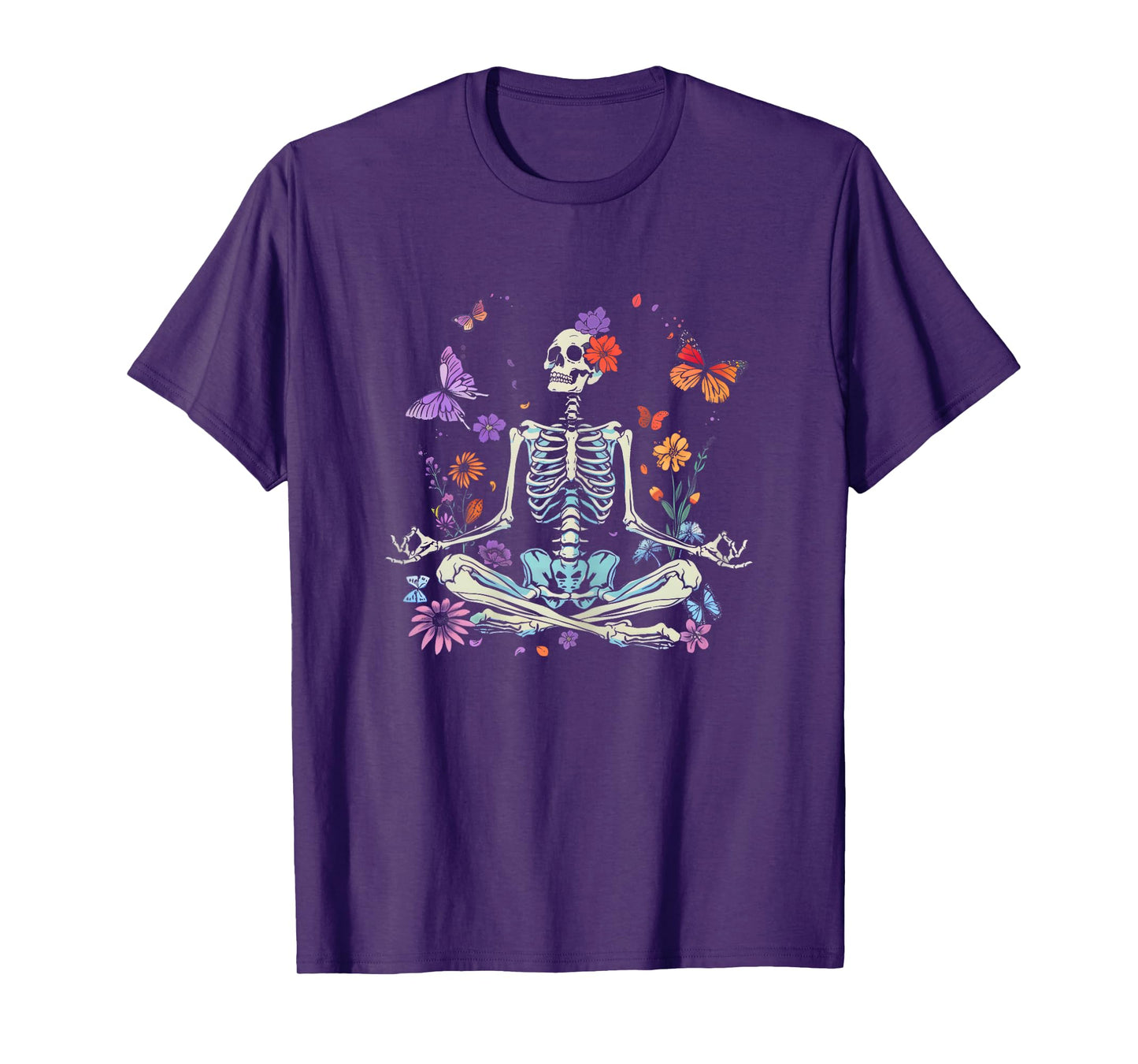 Women Yoga Skeleton Halloween Funny Meditating Skeleton Mama T-Shirt