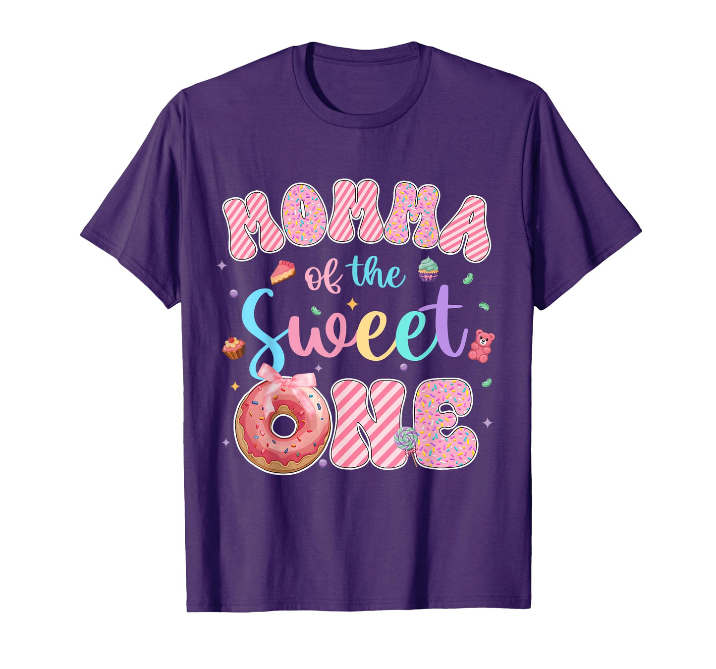 Momma of The Sweet One Donut First Birthday Matching T-Shirt
