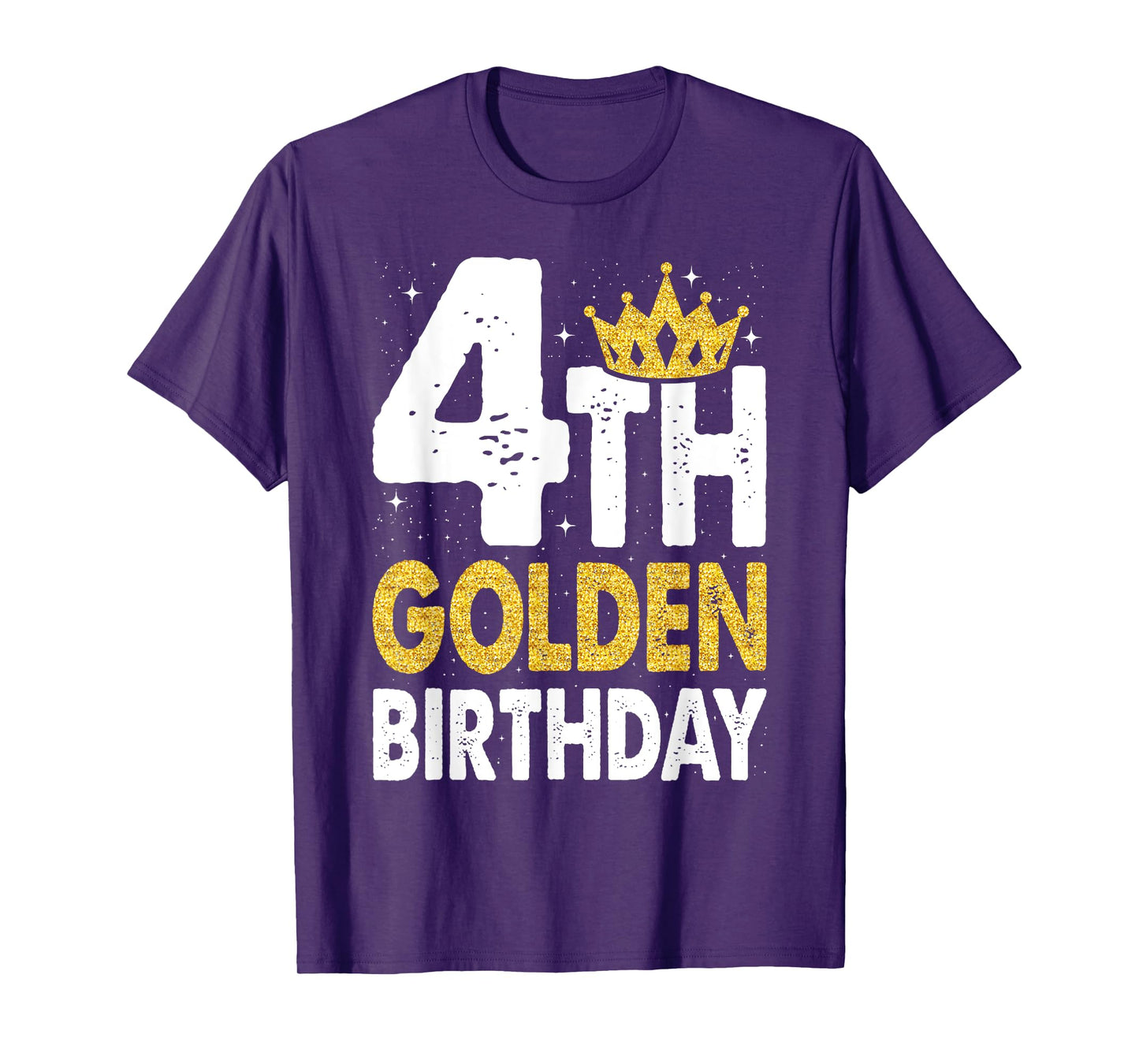 Kids 4th Golden Birthday Year Age Crown T-Shirt