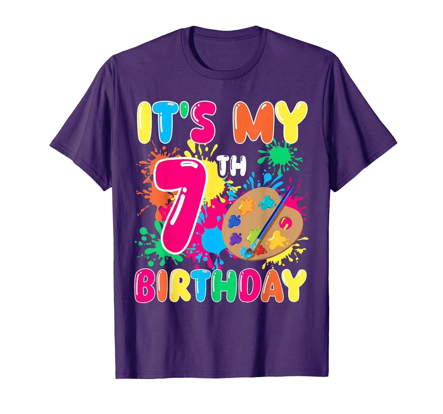It's My 7th Birthday Painting Art 7 Year Old Bday Artist T-Shirt
