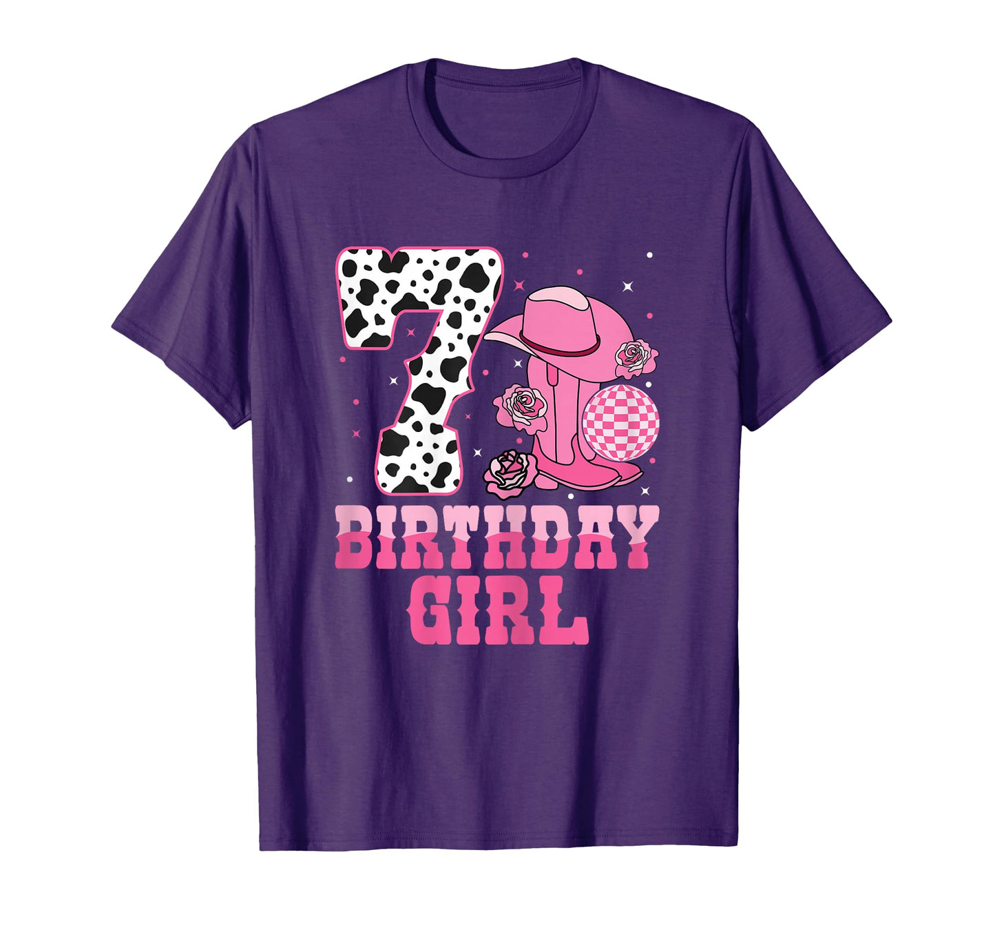 Western 7th Birthday Party 7 Years Old Birthday Cowgirl T-Shirt