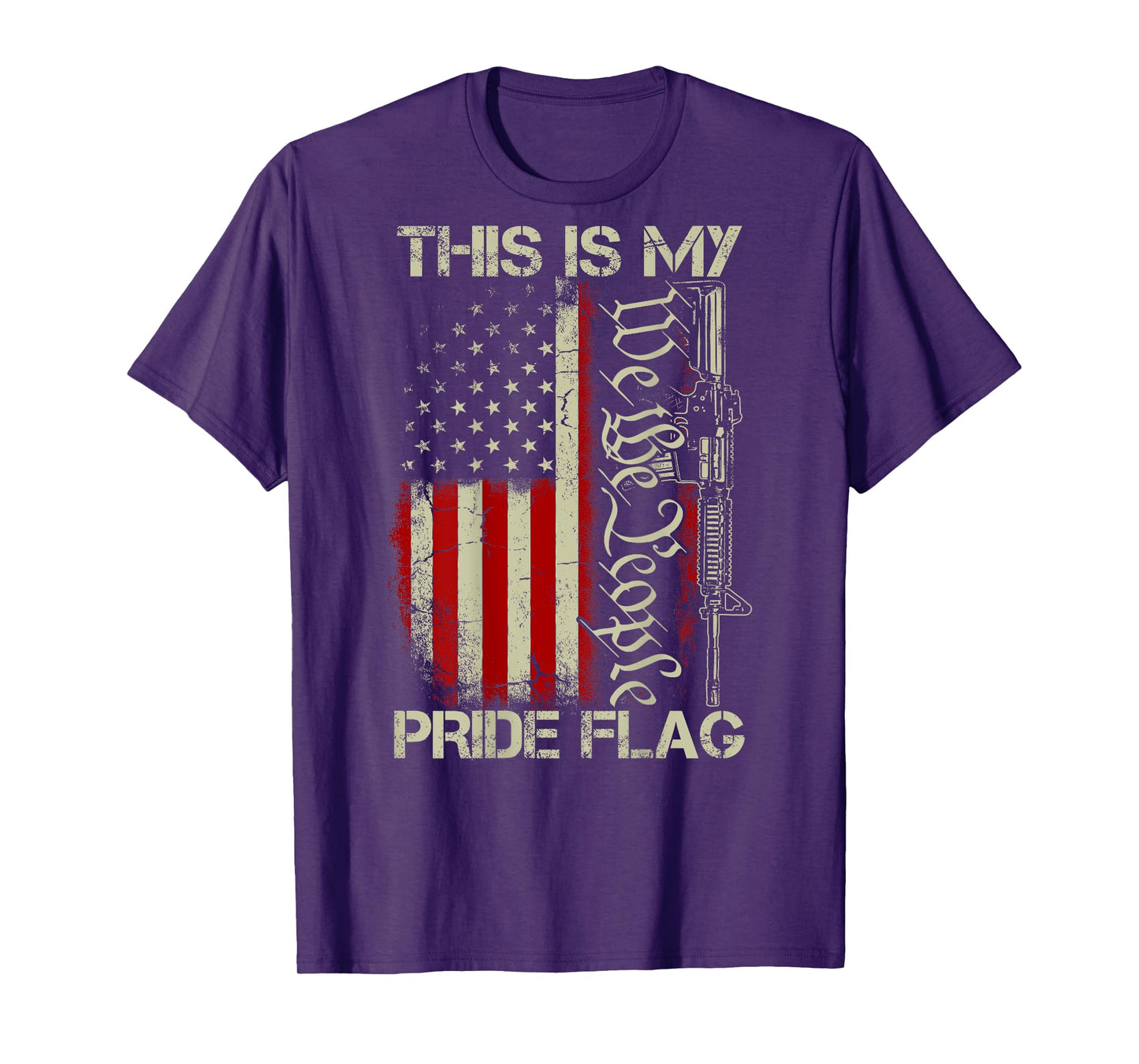 This Is My Pride Flag USA Patriots Gun American Flag on back Men T-Shirt