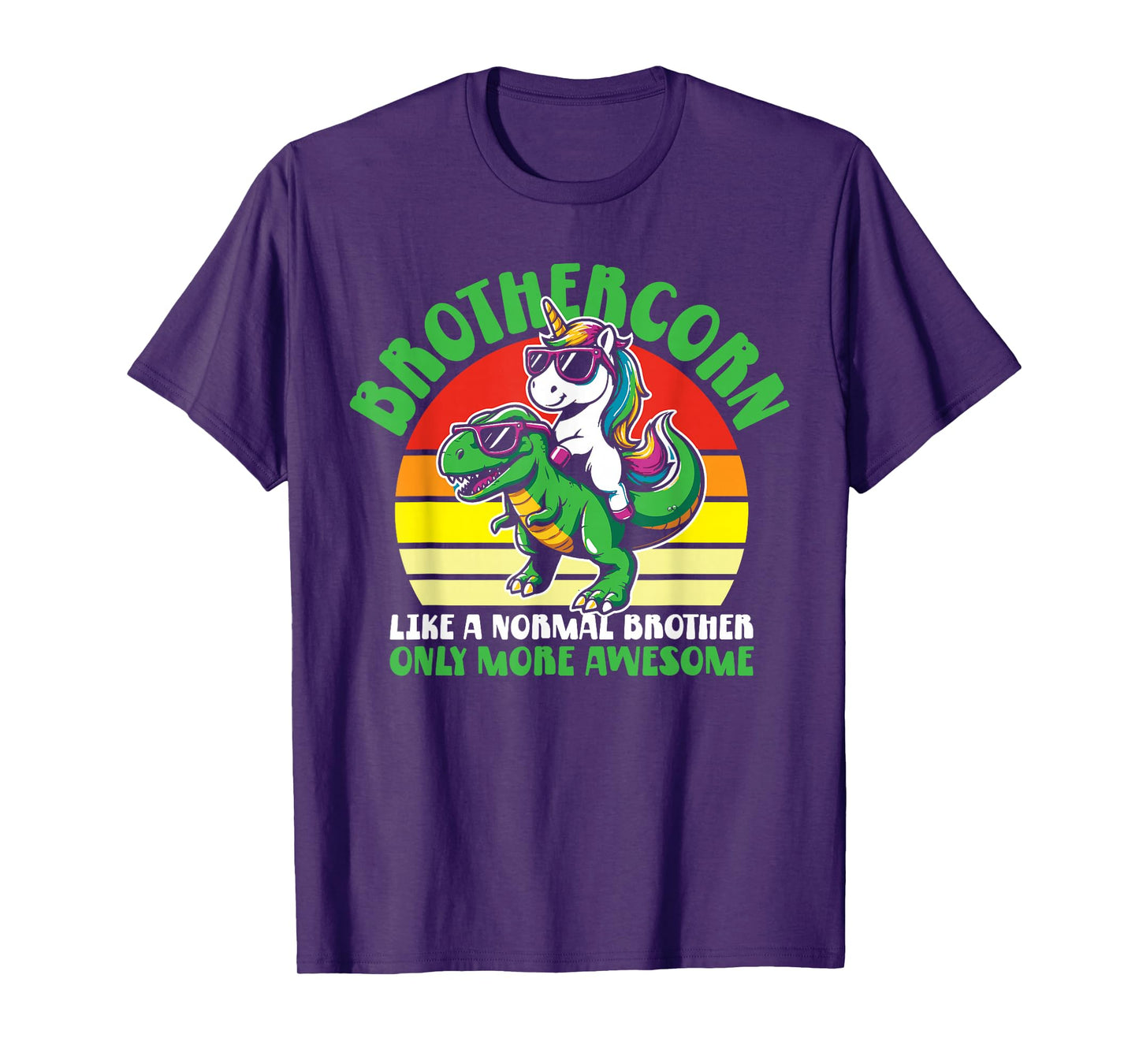 Brothercorn Funny Unicorn Riding T-Rex For Boys Kids Retro T-Shirt