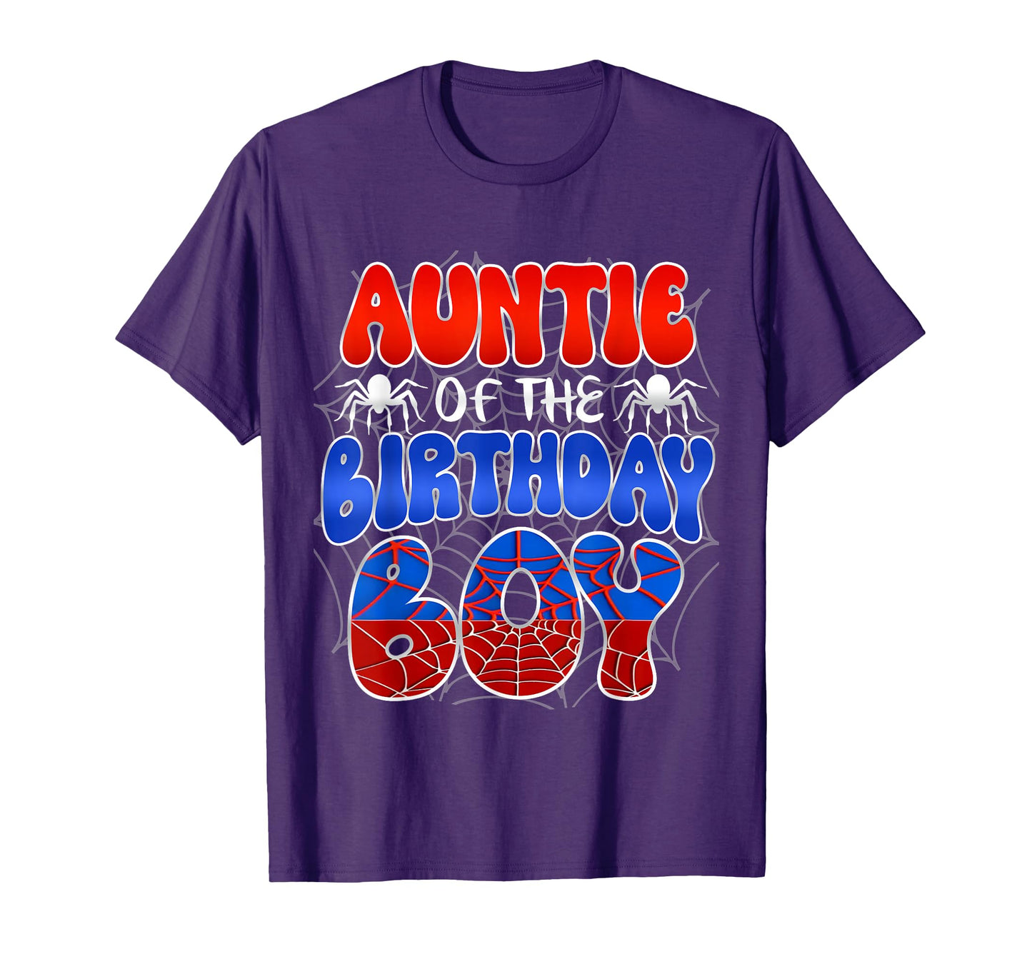 Auntie of the Birthday Boy Costume Spider Web Birthday Party T-Shirt