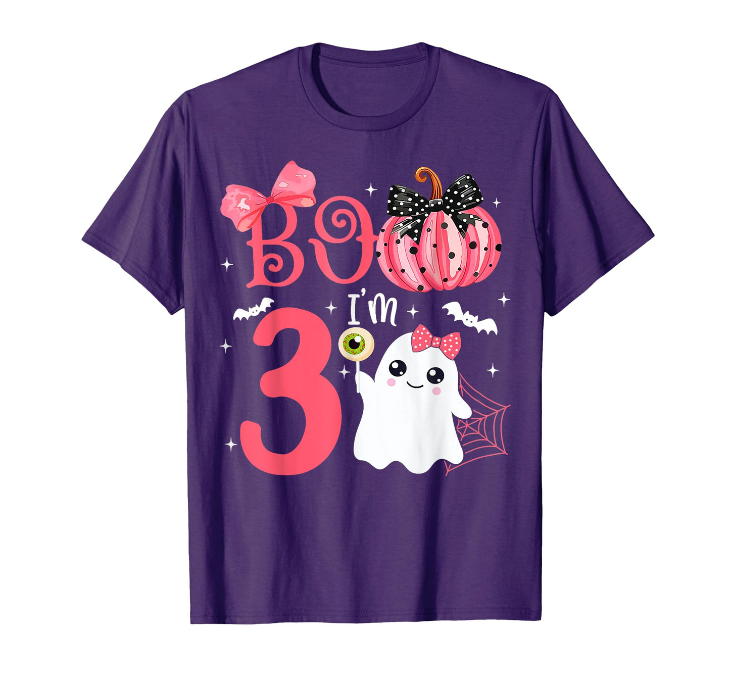 Boo I'm 3 Years Old Ghost 3rd Birthday Halloween Ghost Girls T-Shirt