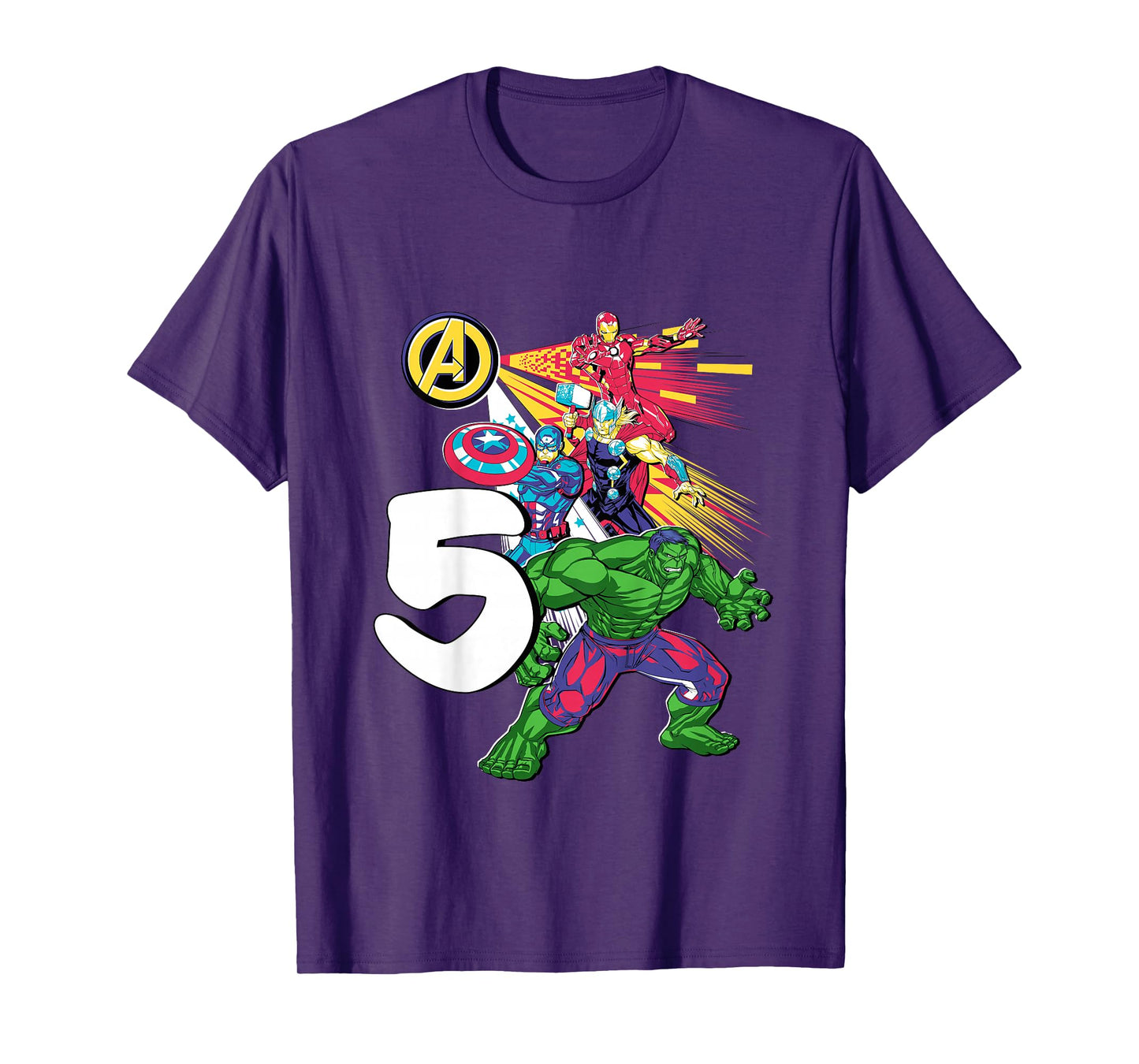 Marvel Super Heroes Avengers 5 Year Old Fifth Birthday T-Shirt