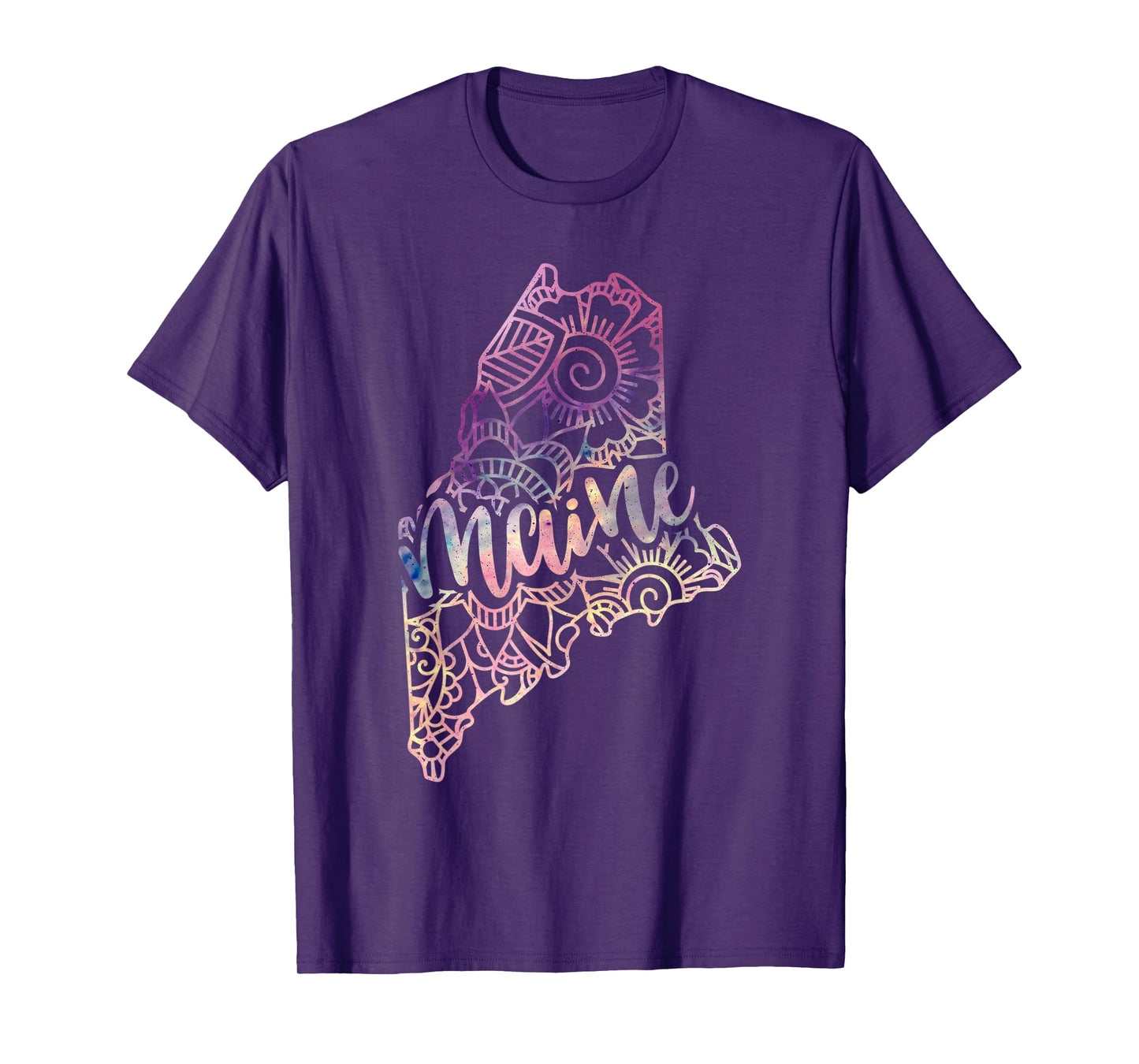 Maine Mandala Flowers Hippy Boho Ornate Yoga Men Women T-Shirt