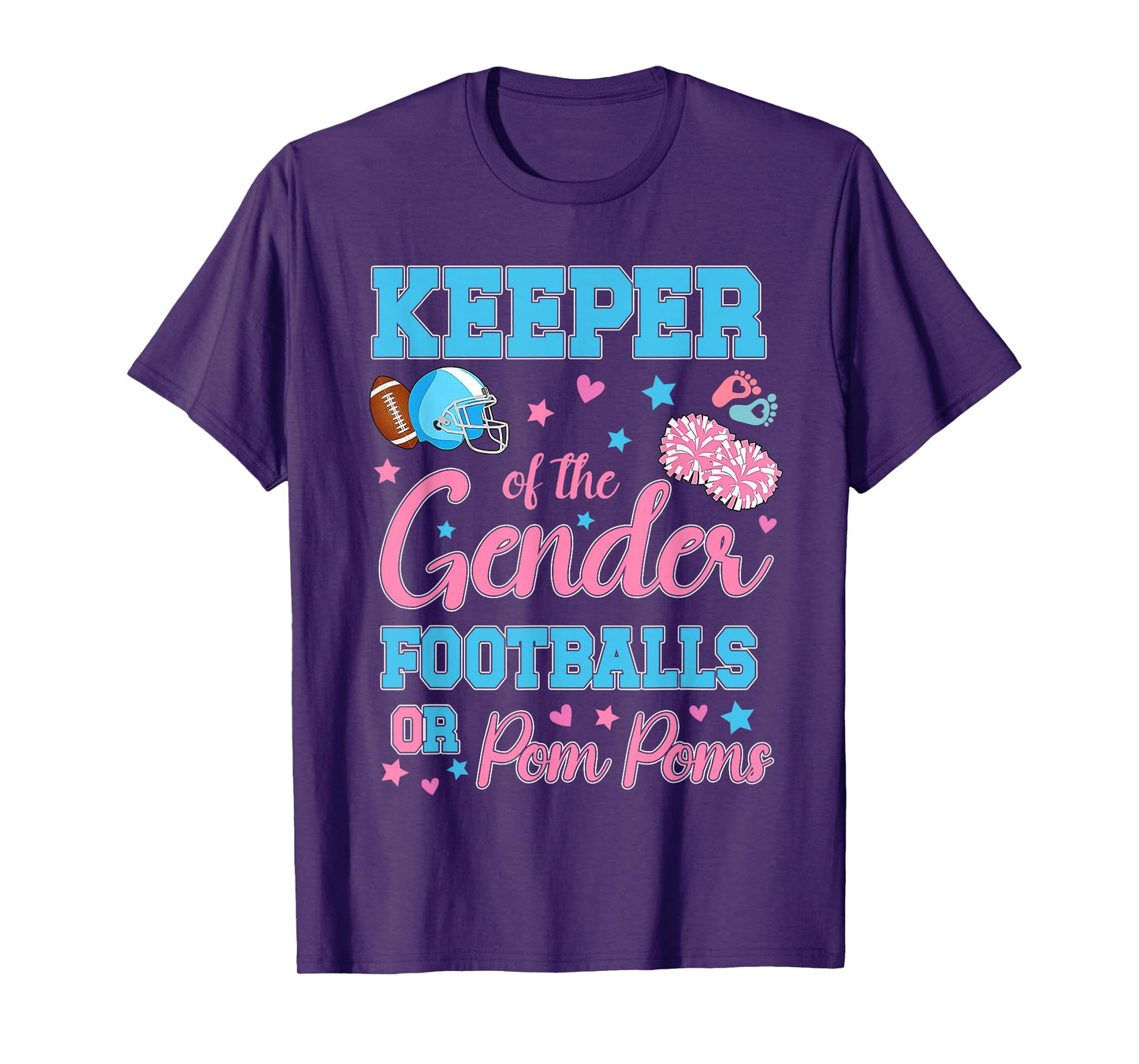 Football or Pom Poms Cute Keeper of Gender Baby Reveal Party T-Shirt