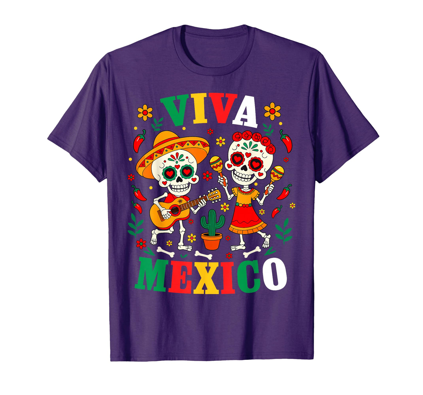Viva Mexico Mexican Girl Boy Kids Skeleton Independence Day T-Shirt