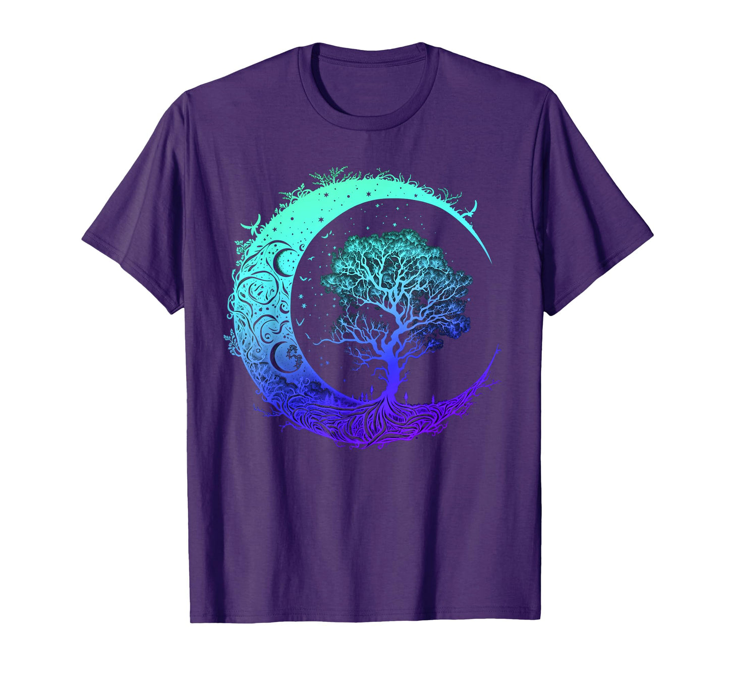 Tree of Life Crescent Moon Mandala Chakra Yoga Indigo T-Shirt