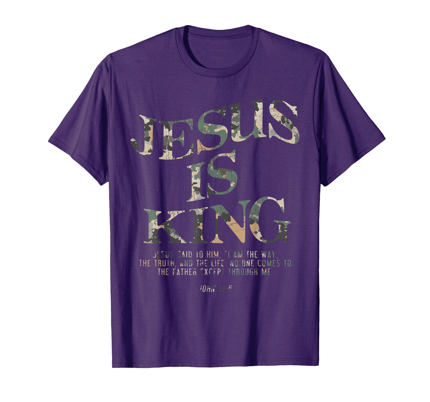 Vintage Camo Jesus Is King Jesus John 14 6 Costume Christian T-Shirt