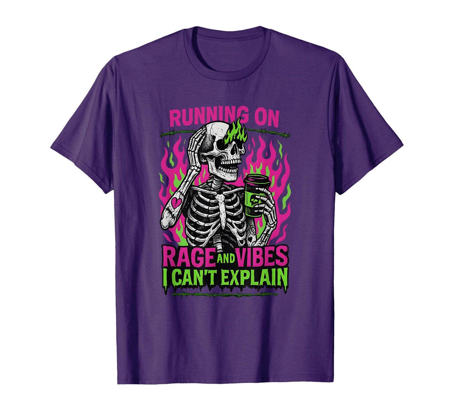 Running on Rage and Vibes, Funny Skeleton Coffee T-Shirt