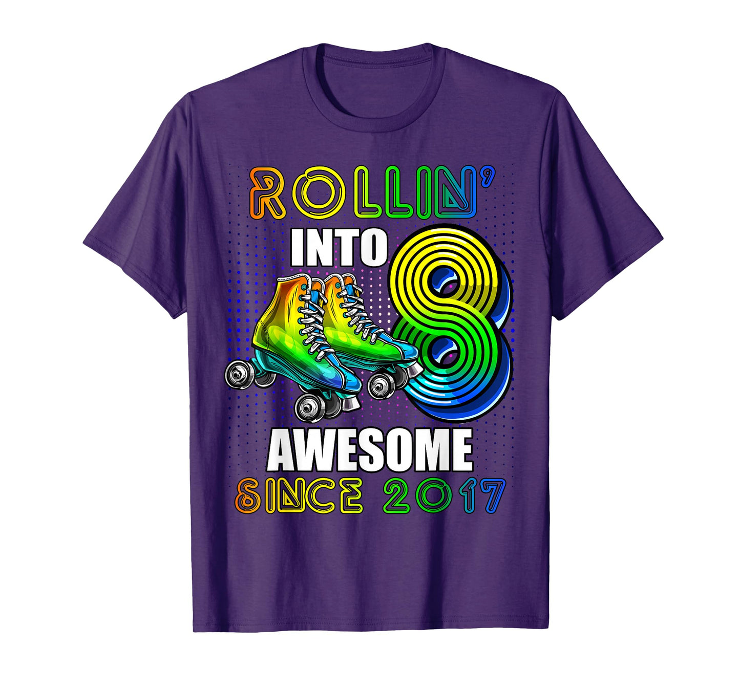 Birthday Roller Skating 8th Girls Rollin into 8 Skate Party T-Shirt