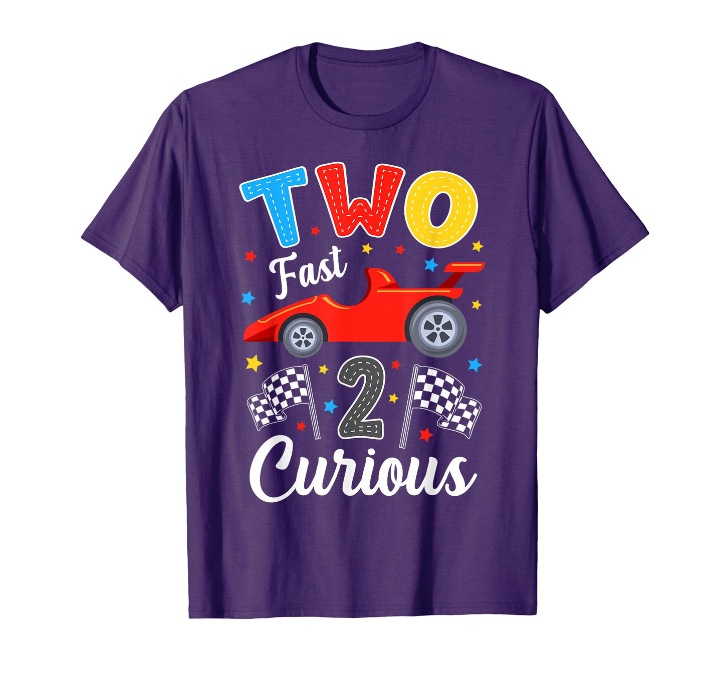 Two Fast 2 Curious Racing 2nd Birthday Boy Girl T-Shirt