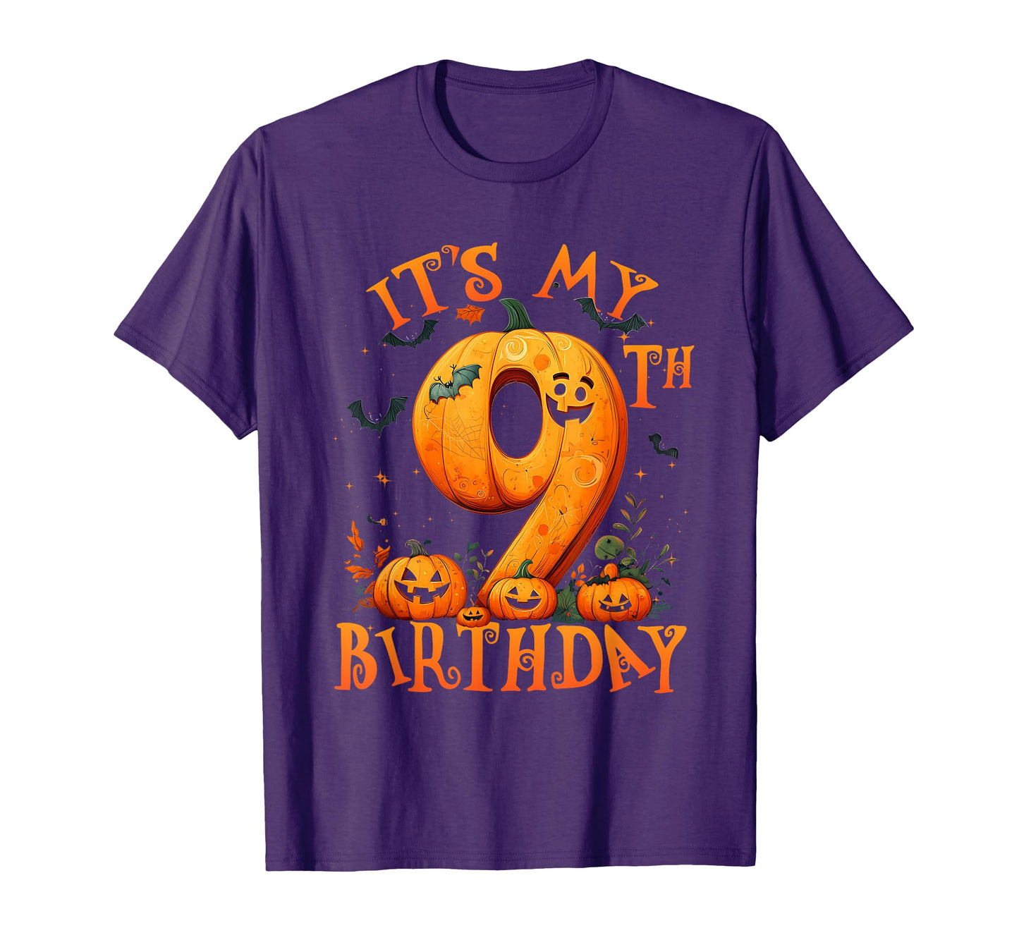 Boo It's My 9th Birthday Halloween Pumpkin 9 Years Old T-Shirt