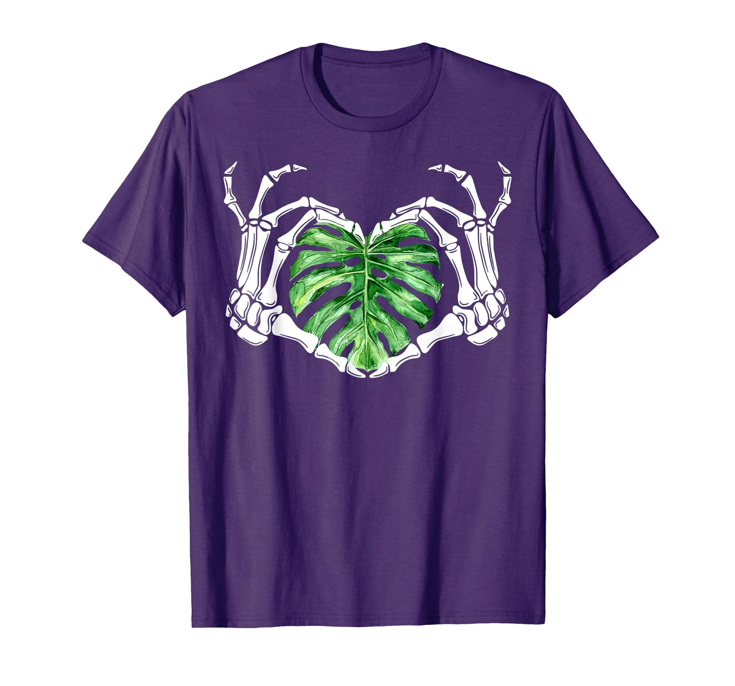 Skeleton Hands Heart Monstera Houseplant Botanical Gardening T-Shirt