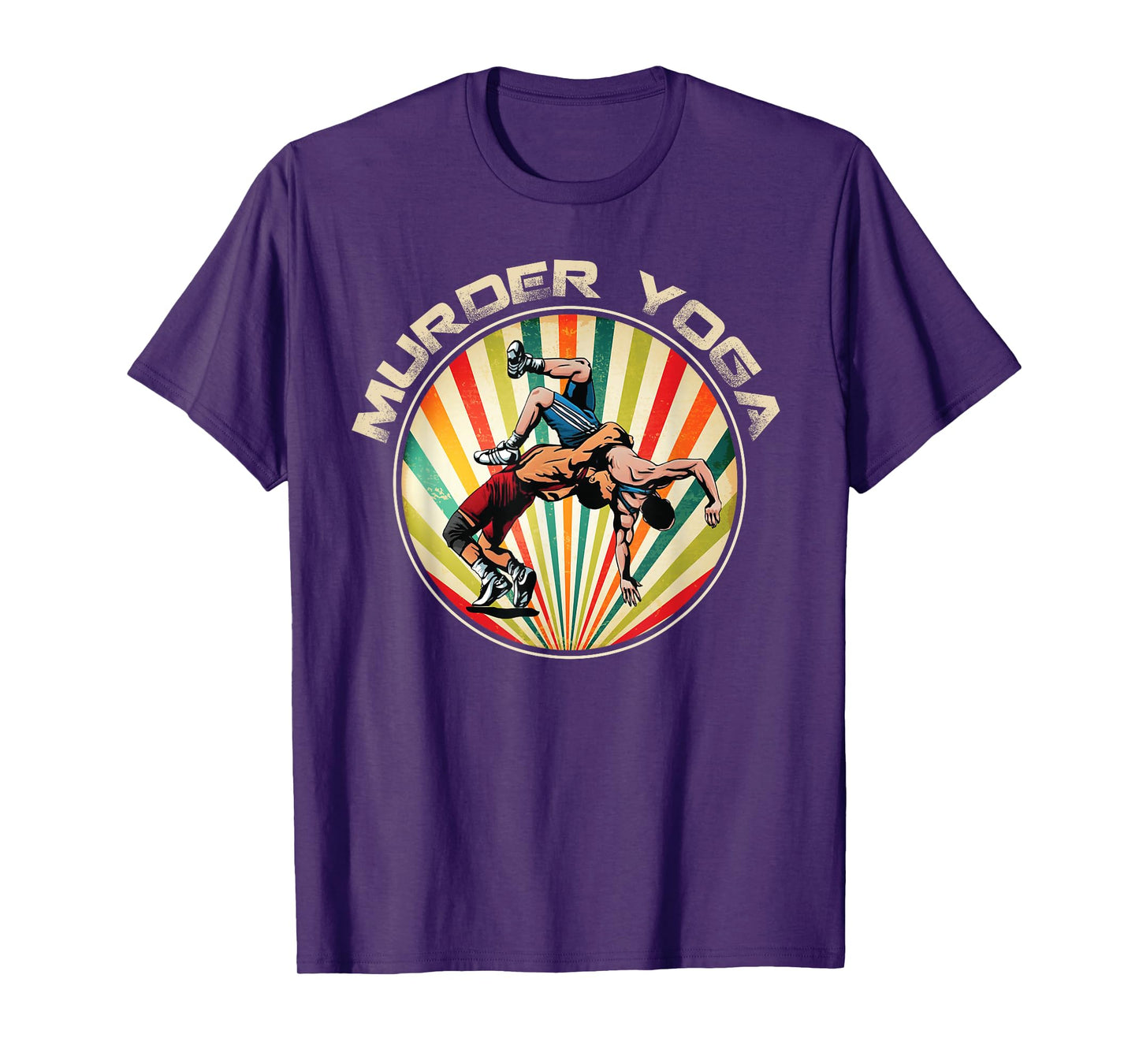 Wrestler Murder Yoga Vintage Retro Sunset Funny Wrestling T-Shirt