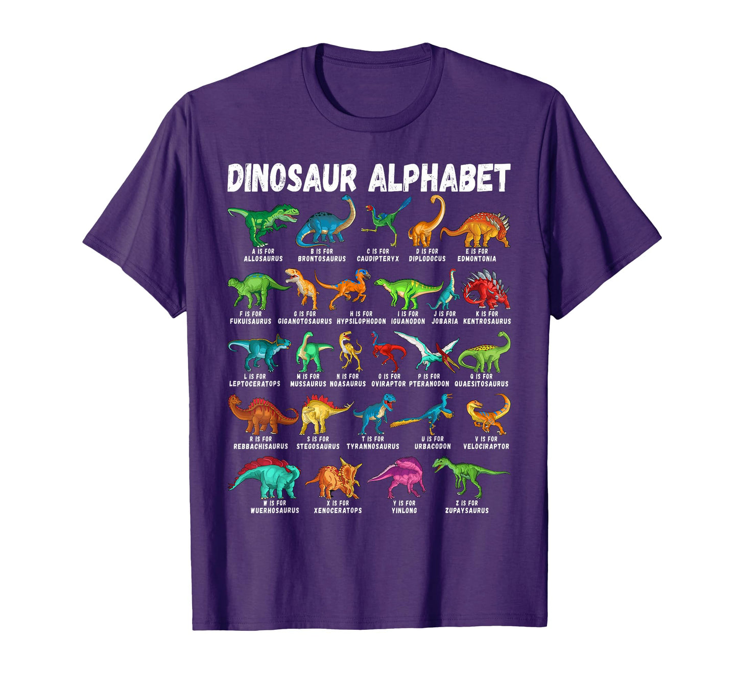 Types Of Dinosaurs Alphabet A-Z ABC Dino Identification T-Shirt