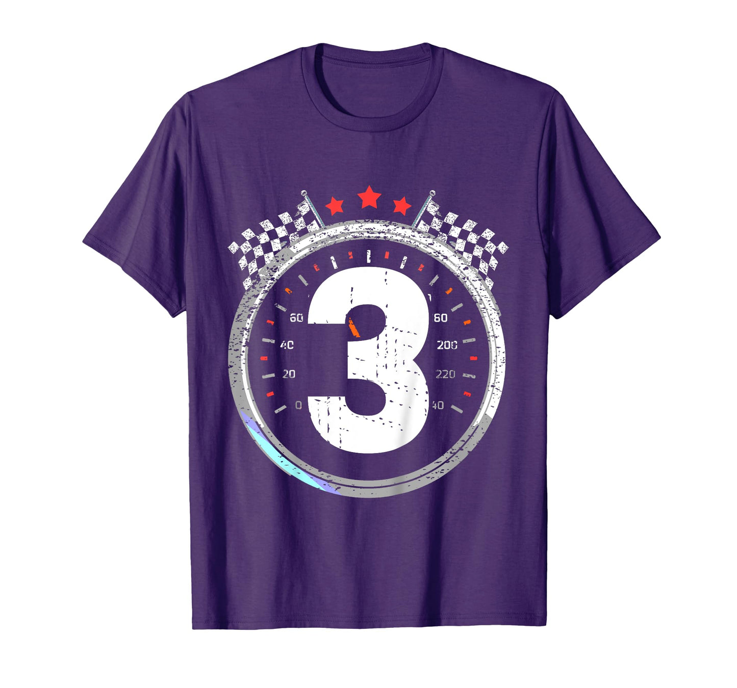 Kids 3rd Birthday Boy 3 Third Race Car Birthday Racing Car Flag T-Shirt