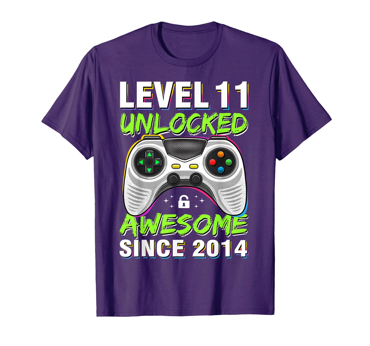 Level 11 Unlocked Awesome Since 2014 11th Birthday Gaming T-Shirt