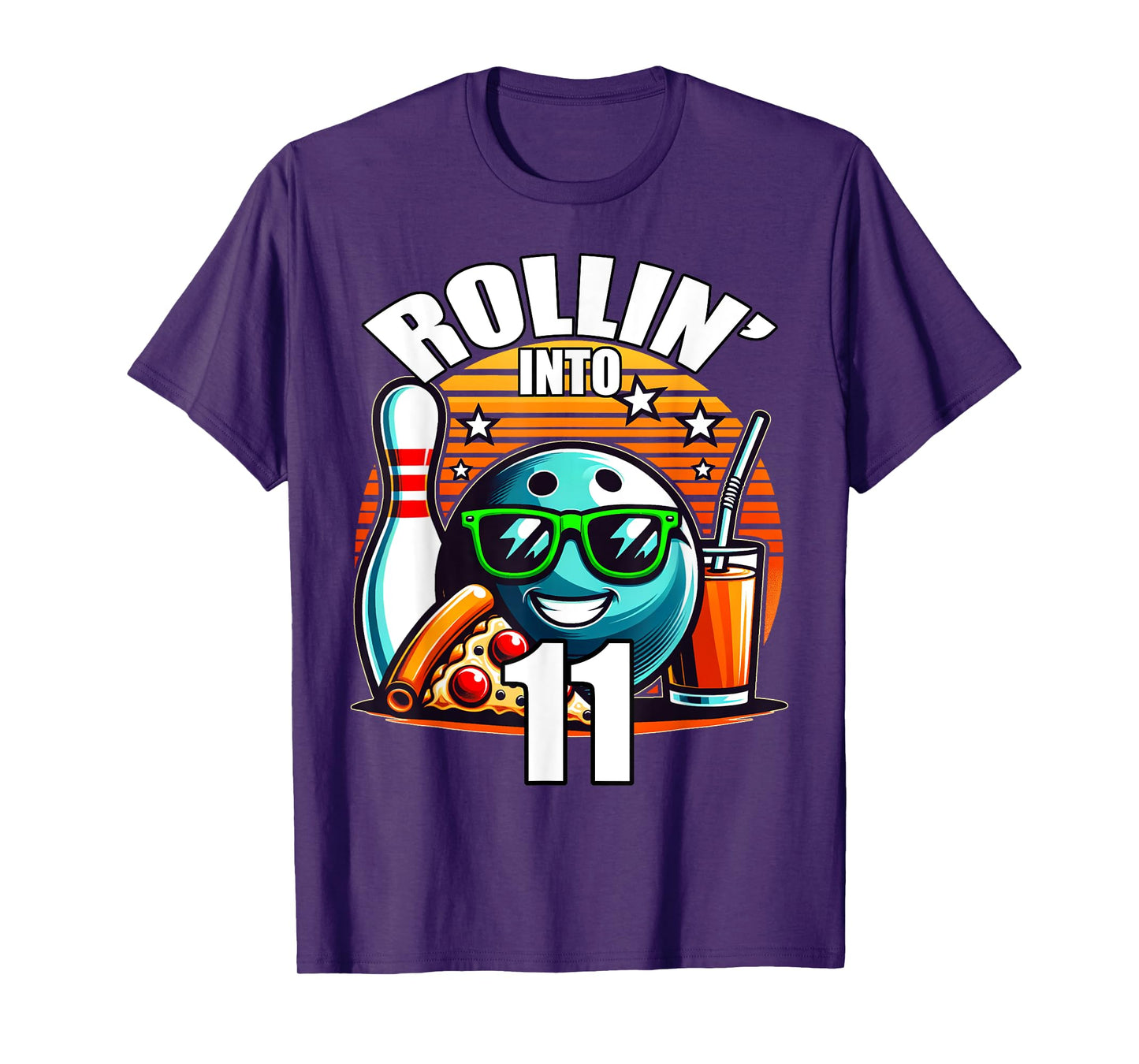 Rollin into 11 Bowling Birthday Party 11th Birthday Kids T-Shirt