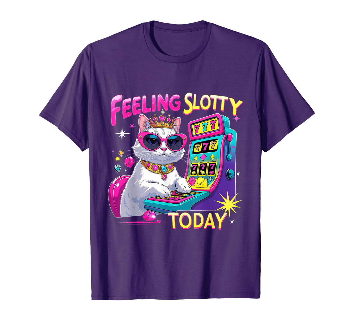 Feeling Slotty Today Funny Casino Cat Tee T-Shirt