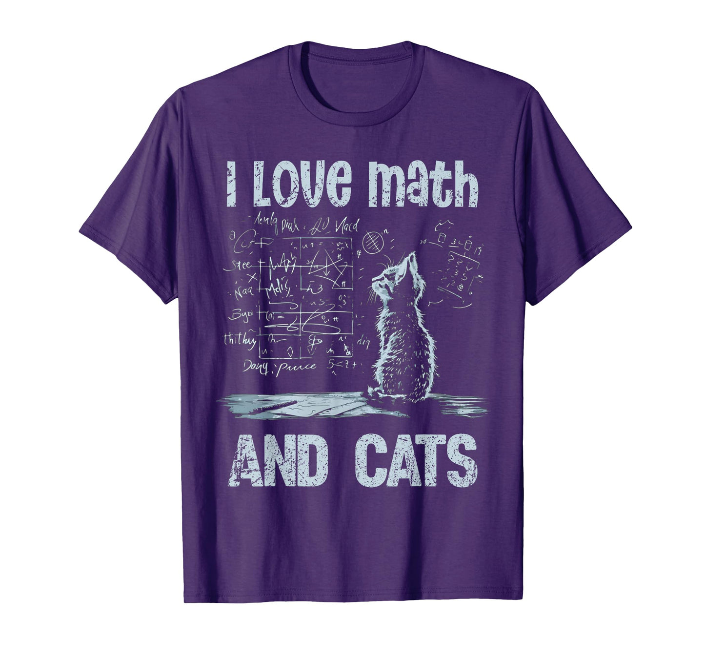 I Love Math And Cats Funny Cat Lover Science Teacher Student Men Women Kids T-Shirt