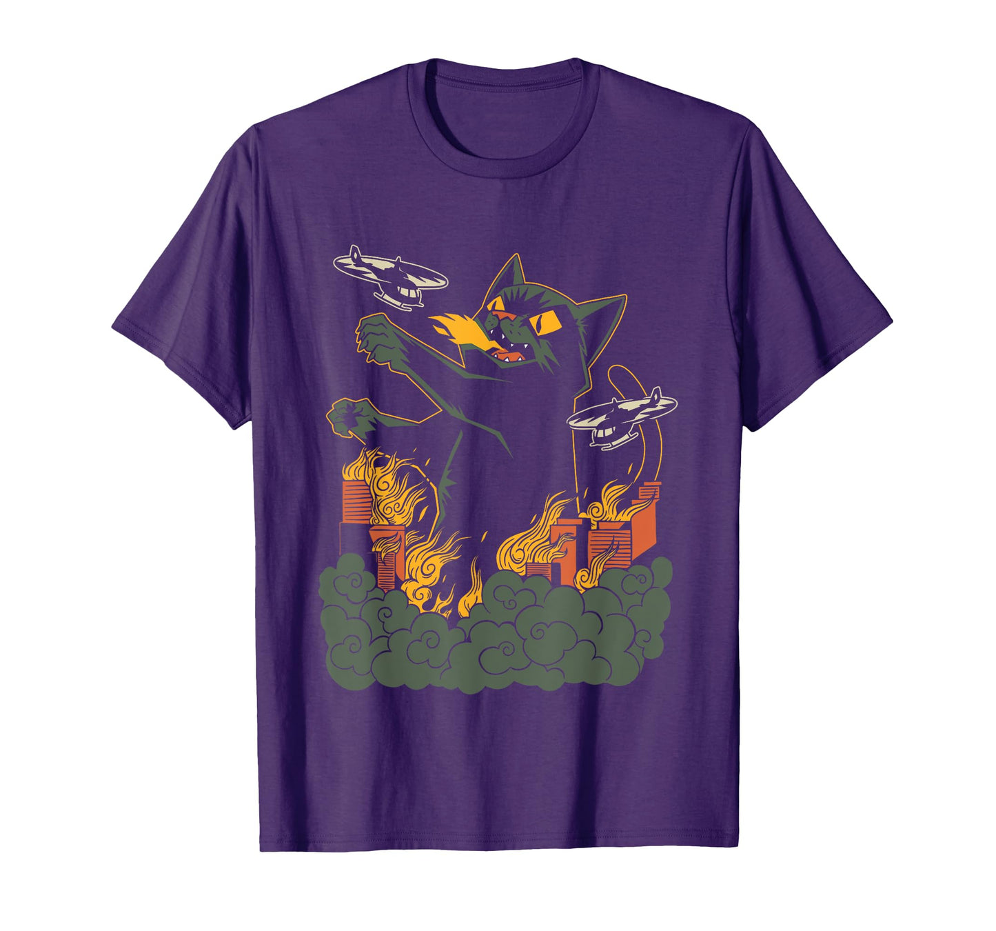 Kaiju Cat Anime Comic Art Japanese Zilla Big Cat Graphic T-Shirt for Men Women Kids
