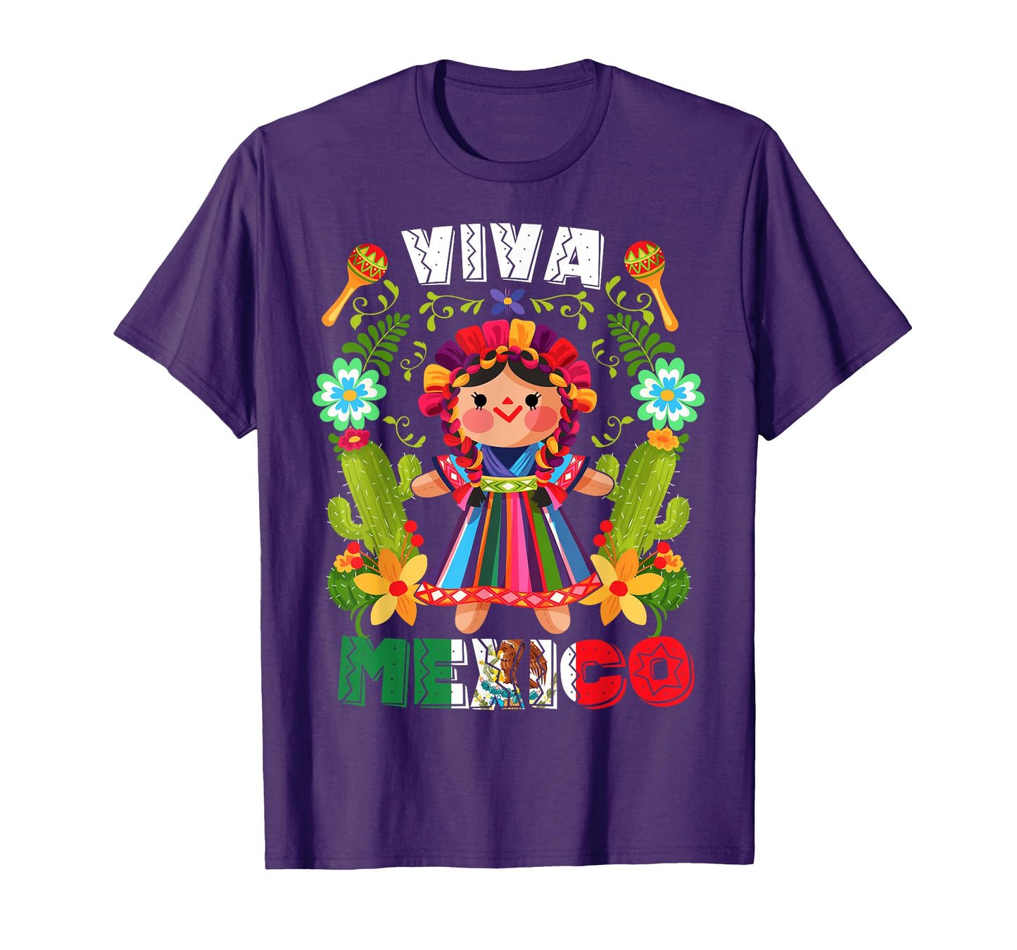 Viva Mexico Mexican Girl Flowers Independence Day Girls Kids T-Shirt