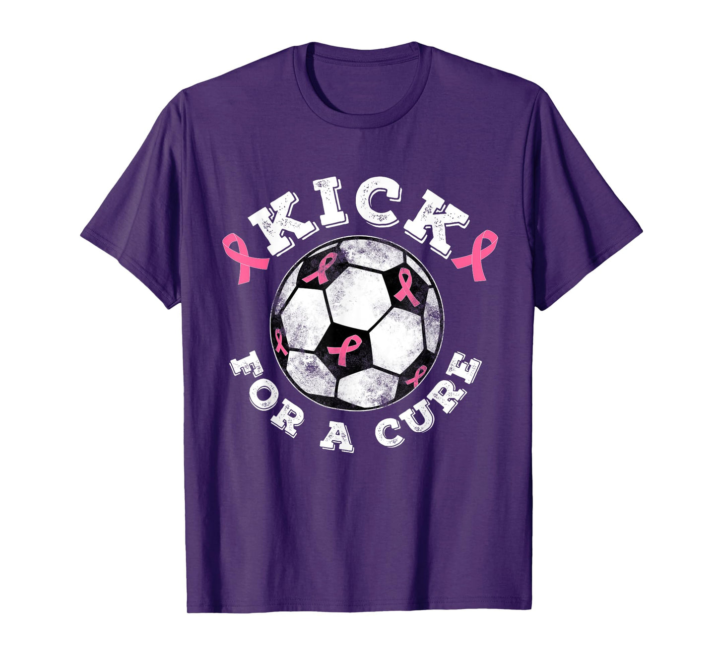 Kick For a Cure Pink Ribbon Breast Cancer Awareness Soccer T-Shirt