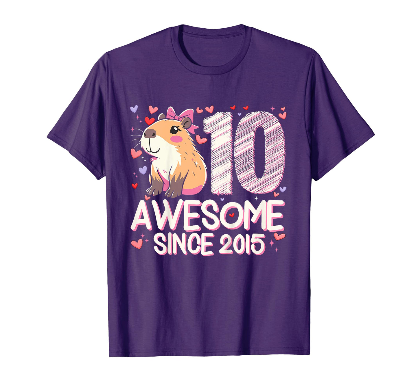 Kids 10 Years Old Capybara Gifts For Girls 10th Birthday Party T-Shirt