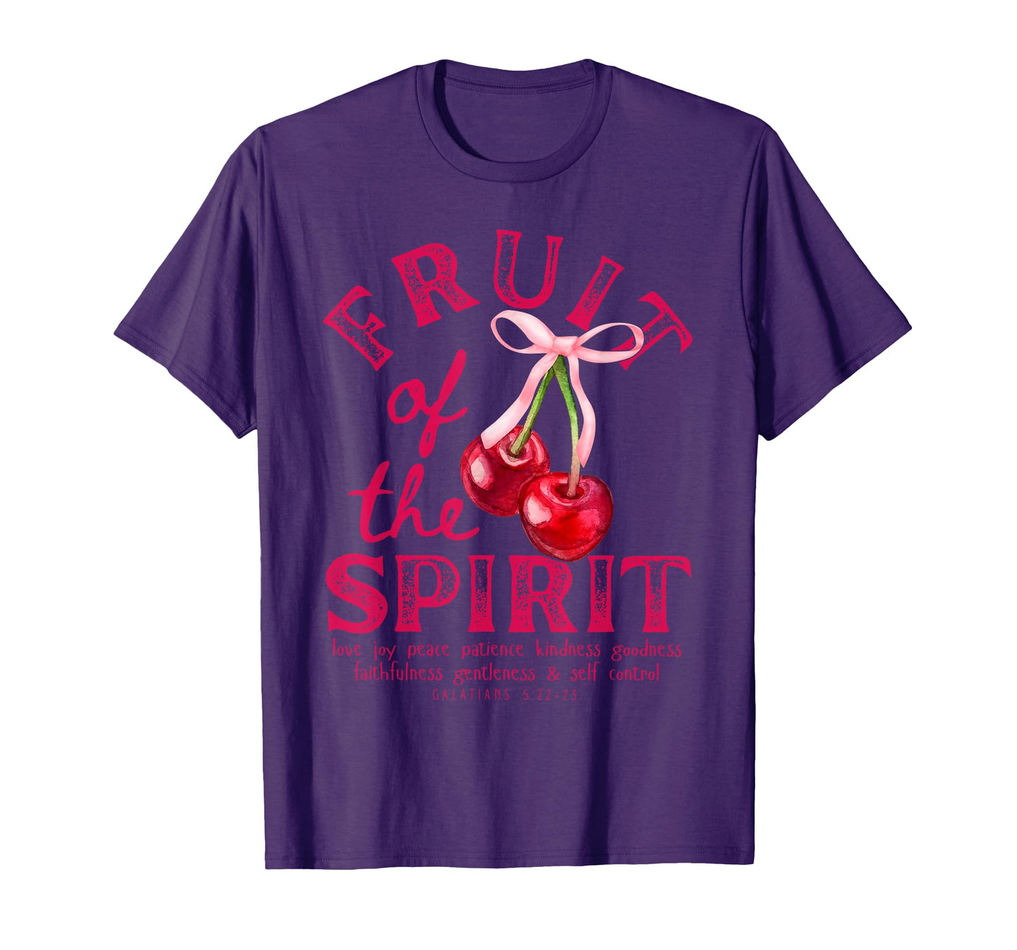 Fruit Of The Spirit Christian Coquette Pink Bow Cherries T-Shirt