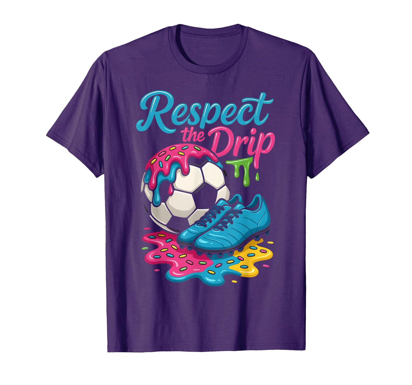 Soccer Drip Boys Girls Ice Cream Drip With Sprinkles Summer T-Shirt