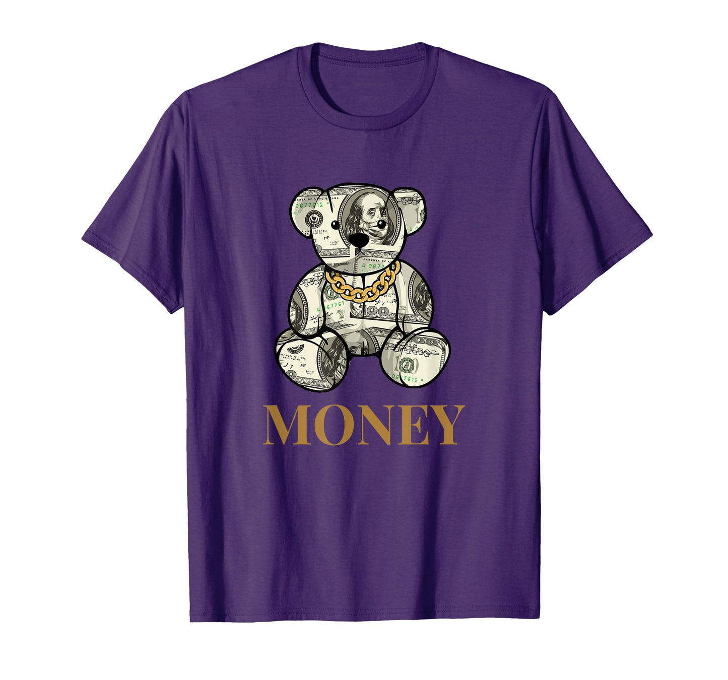 Cool Rich Teddy Bear with Money Illustration Graphic Designs T-Shirt