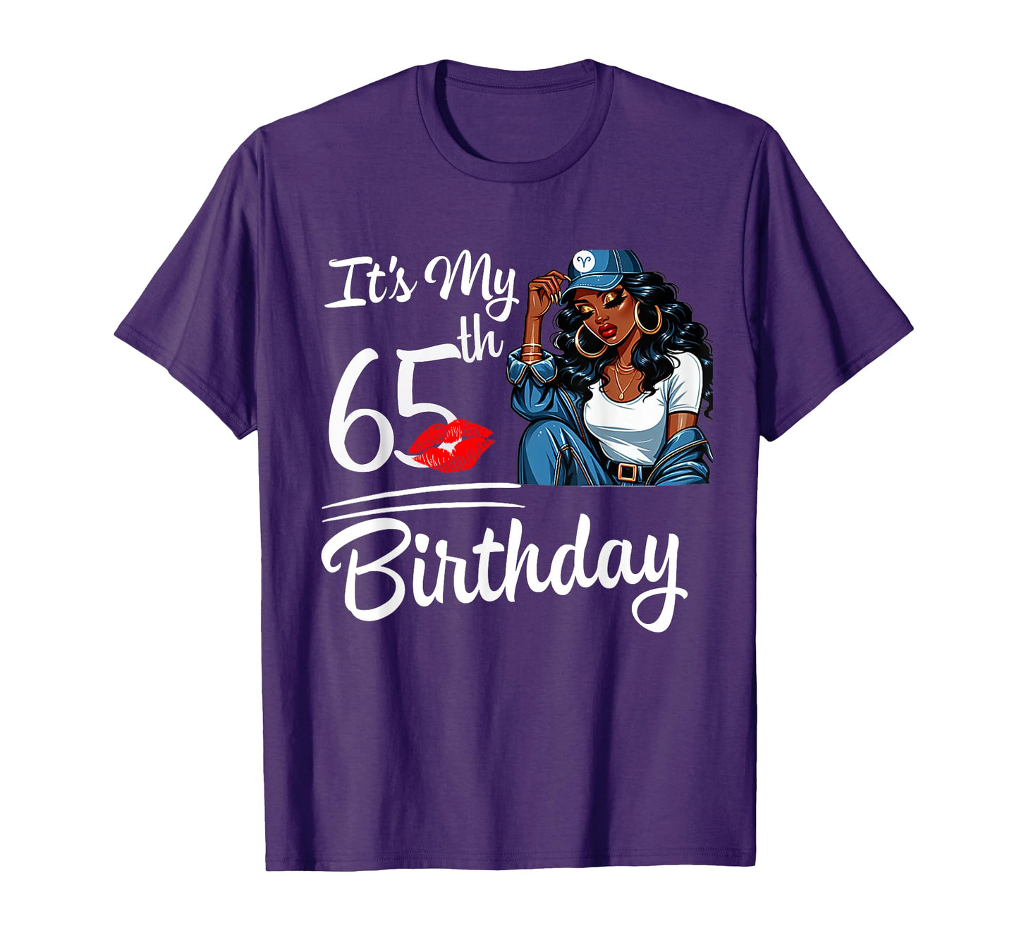 It's My 65th Birthday 65 Years Old Black Melanin Women Girl T-Shirt